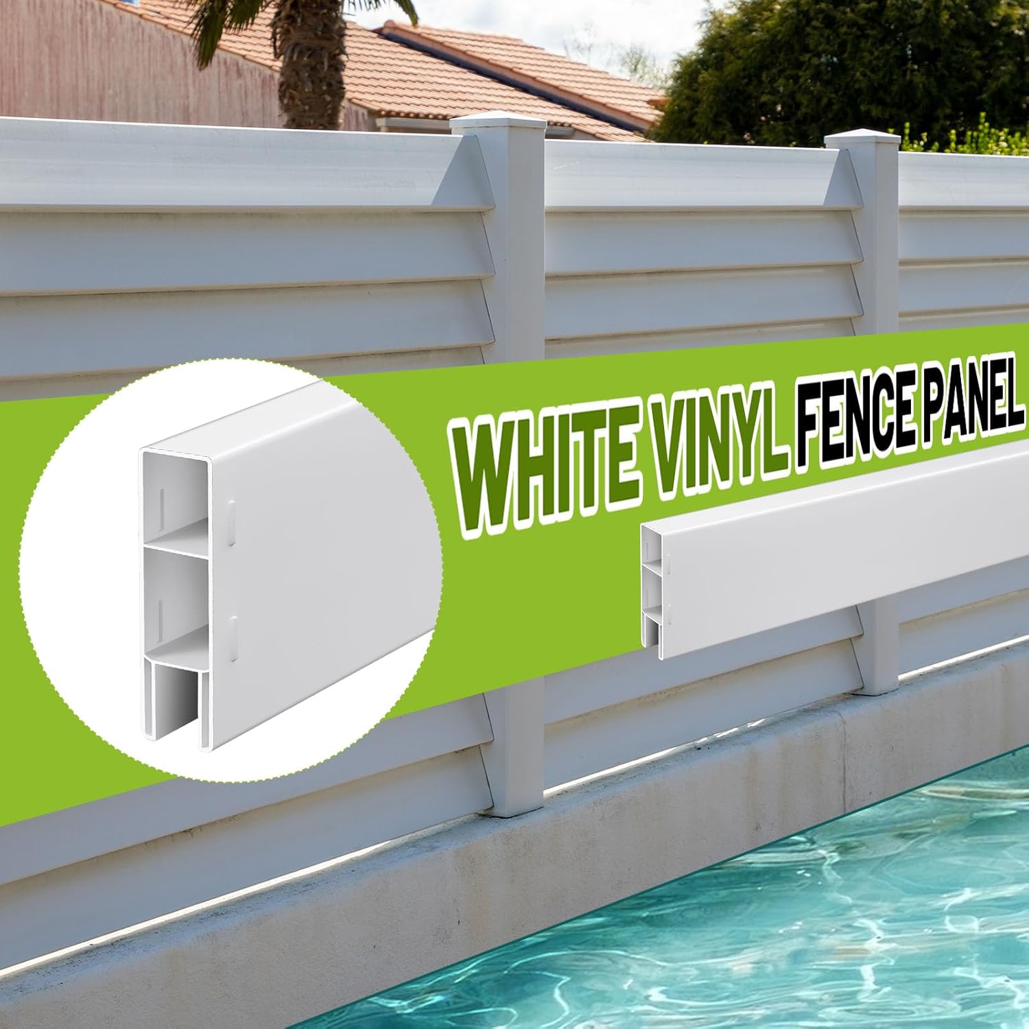 Yaocom 4 Pcs 6ft Vinyl Fence PVC Pocket Rails for Privacy White PVC Panel Parts Vinyl Fence Toppers for Outdoor Pool Ranch Patio - 1-1/2" X5-1/2" X72"(Total Length 24 Ft)
