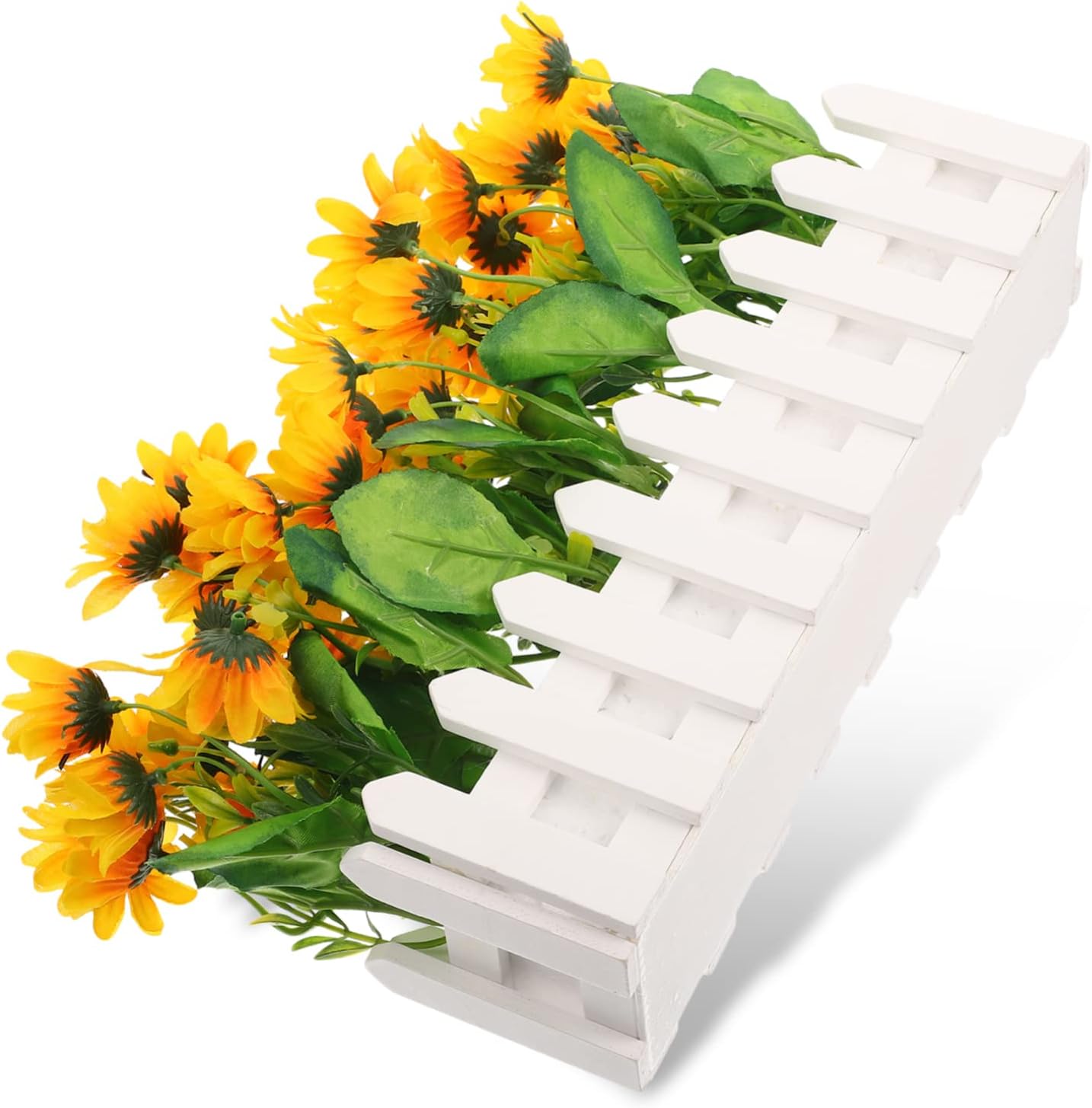 Artificial Sunflower Plant with Fence Pot for Classroom Corner Decor Fake Potted Sunflower Arrangement for Home Office and Tabletop Decoration