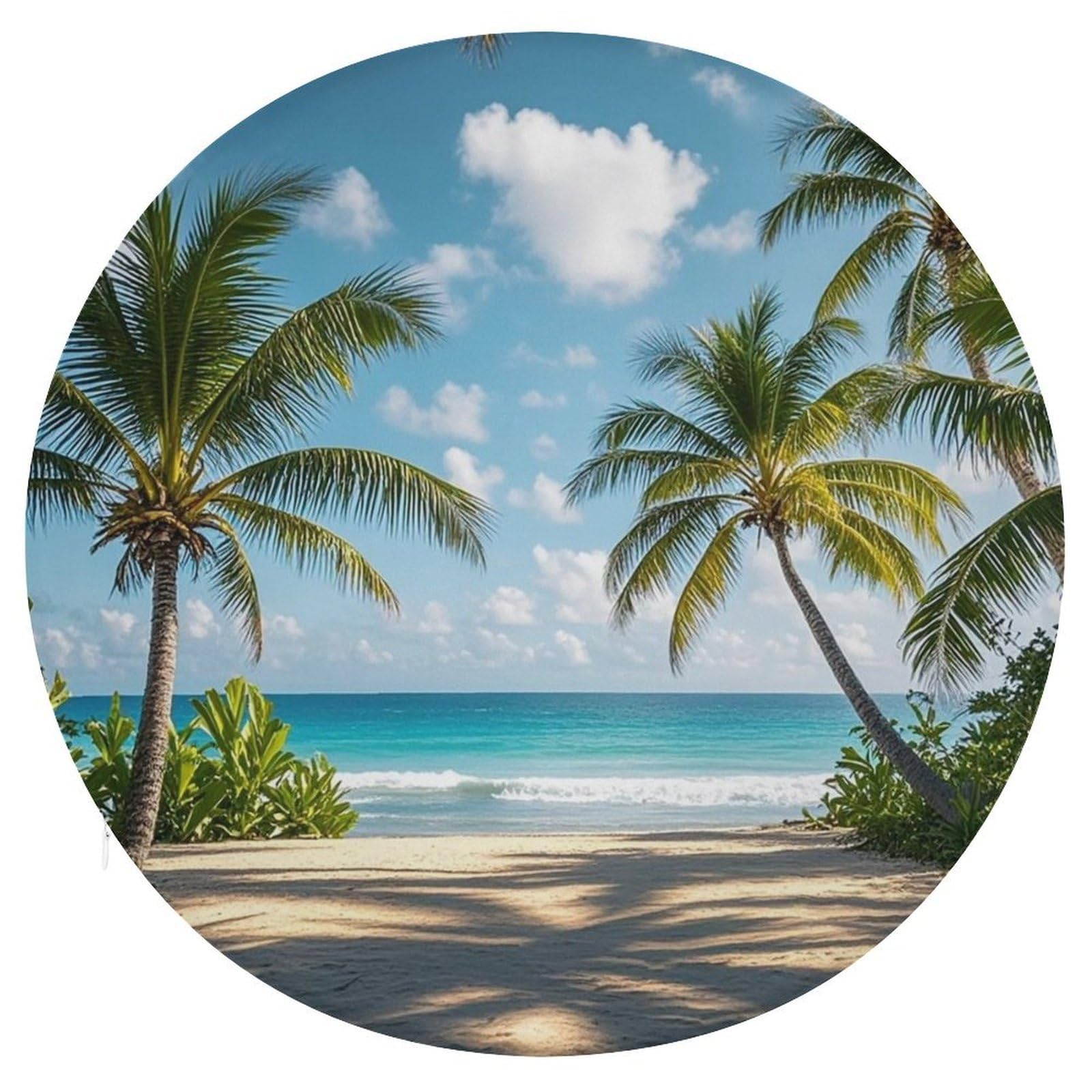 FekiLoot Green Palm Trees Ocean Seat Cushion Comfort Memory Foam Seat Cushion Chair Pad Soft Round Stool Cushion Chair Cushion Removable Washable Cover for Home Office Outdoor Bistro 15.35 Inch