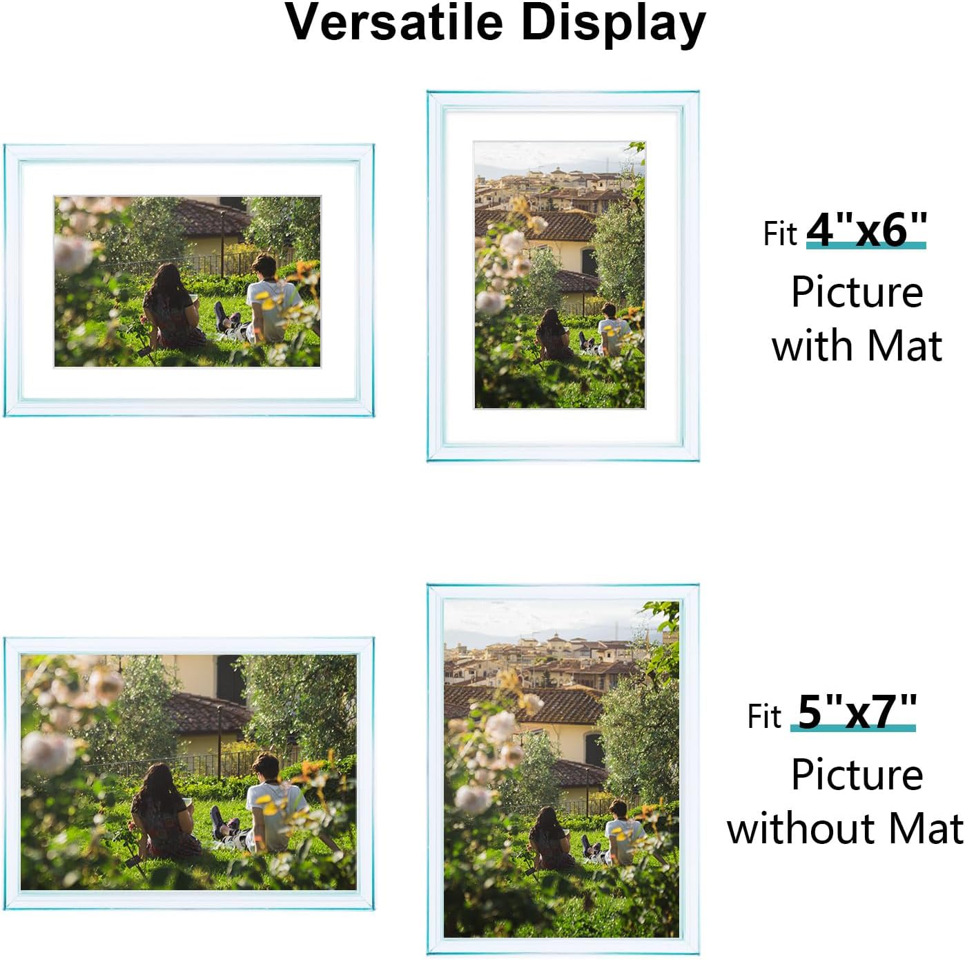 Gradient 5x7 Acrylic Picture Frame - Fits 4x6 with Mat or 5x7 without Mat, with Tabletop Stand & Wall Mount for Home Office Decor, Green, 1Pack