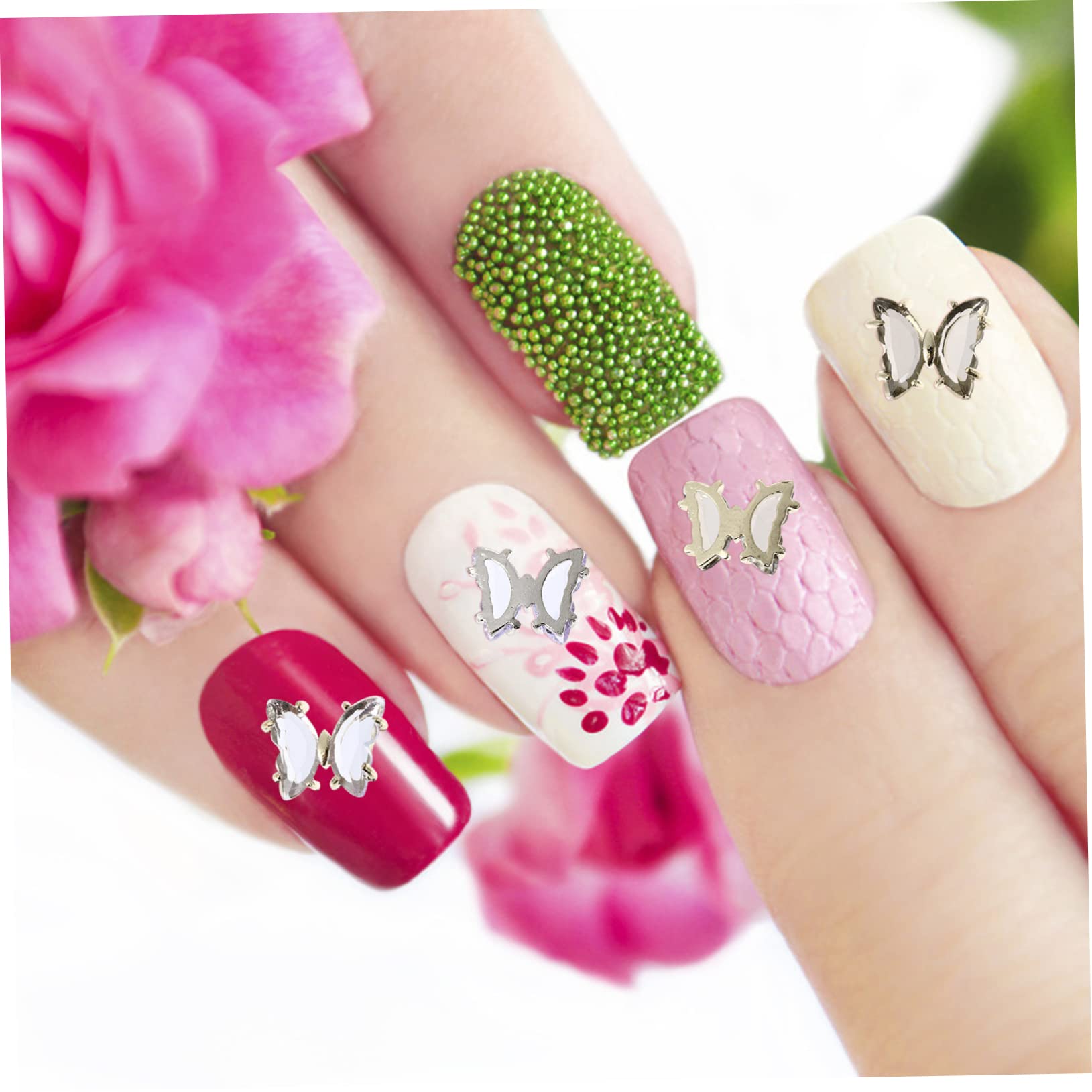 Healeved 160pezzi Charm Per Unghie Forma Di Farfalla Decorazioni Per Nail Art Glamour e Creative Adatte Per Manicure Professionale e Fai Da Te