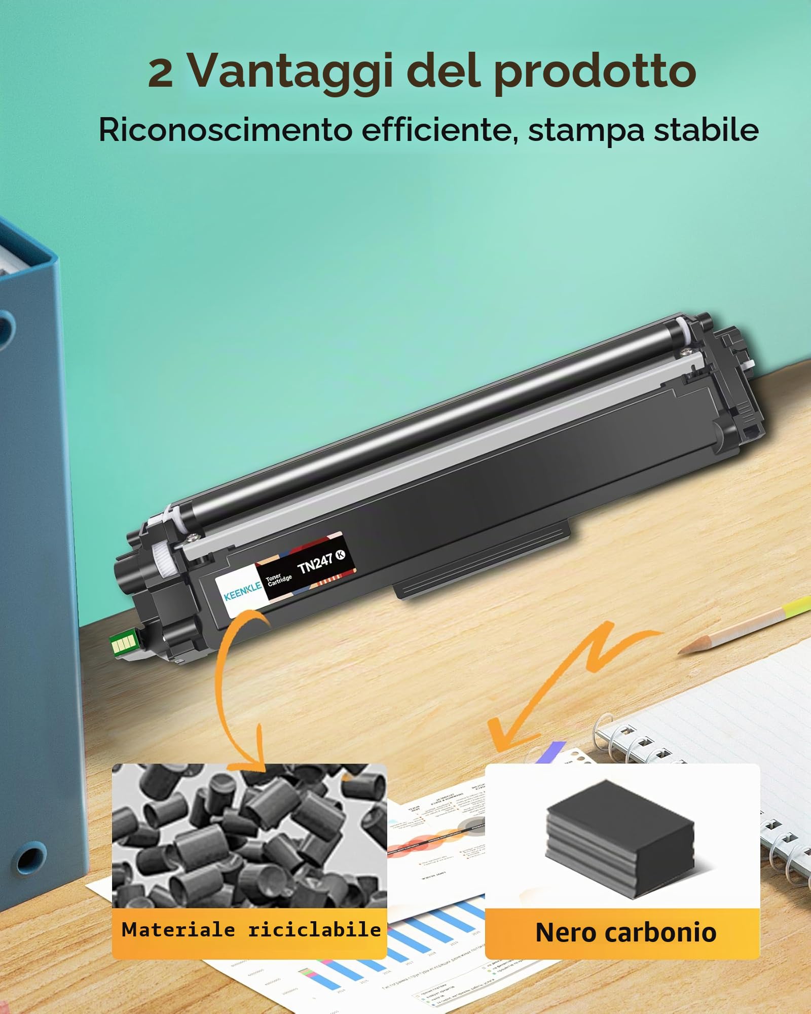 KEENKLE TN247 TN243CMYK Compatibili per Brother TN-243CMYK TN243 5-Pack | TN247 TN-243CMYK, Compatibile per Toner Brother DCP-L3550CDW, MFC-L3750CDW, L3730CDN, L2710DW, L3770CDW, HL-L3270CDW, L3210CW