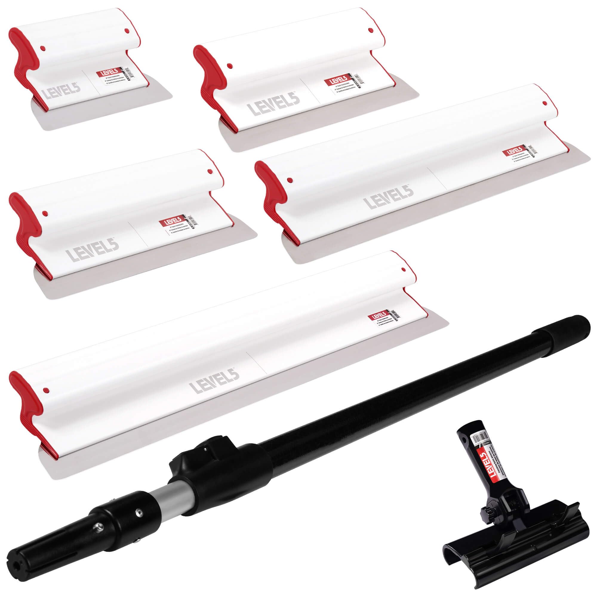 LEVEL5 Drywall Composite Skimming Blade Set | 10, 14, 16, 24 & 32 Inch Skimming Blades | Ergonomic Composite Body | Replaceable Stainless Steel Blade