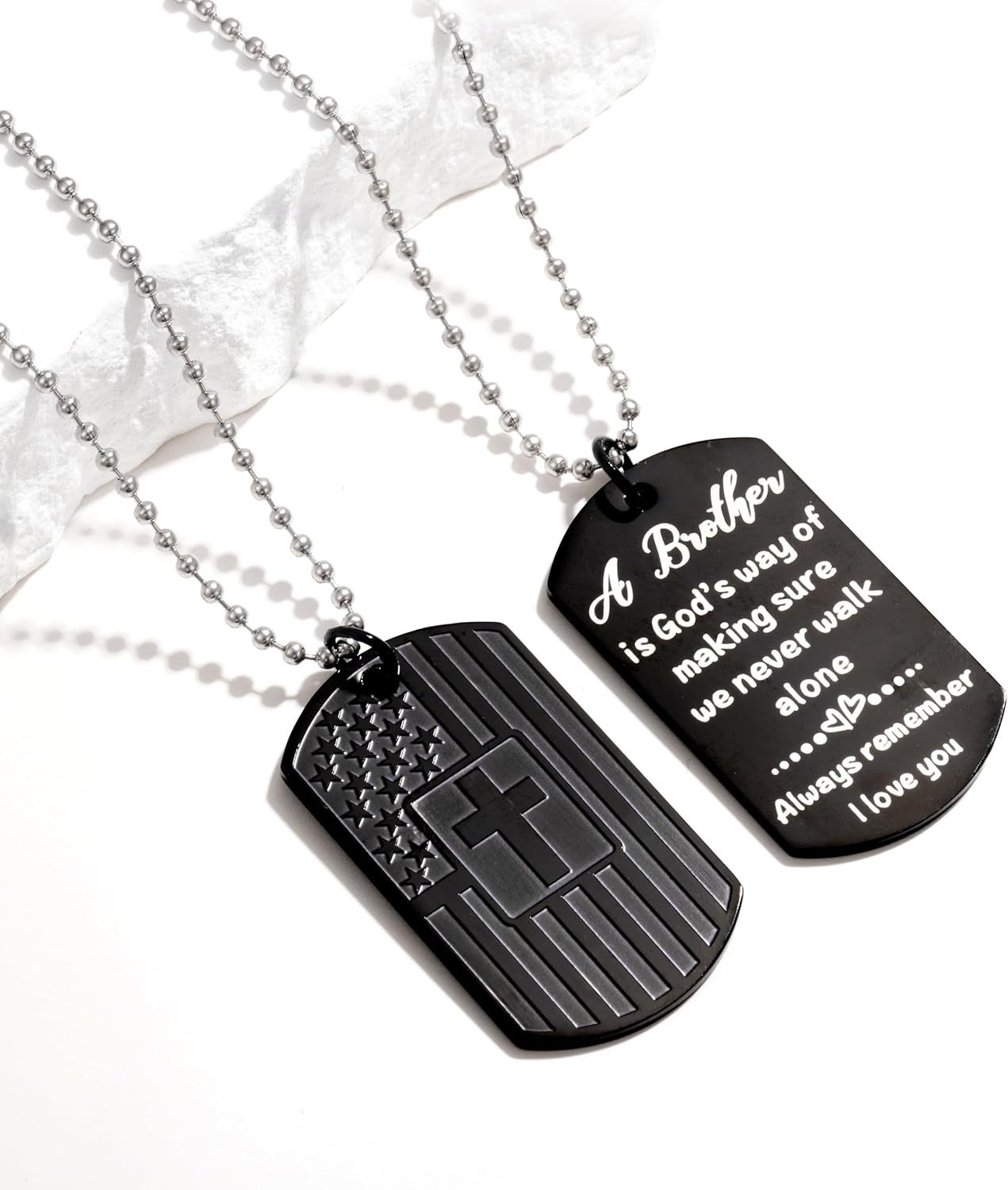 Always remember I love you Motivational American Dog Tag Brother Necklace Inspirational Gifts for Brother from Sister - Image 2