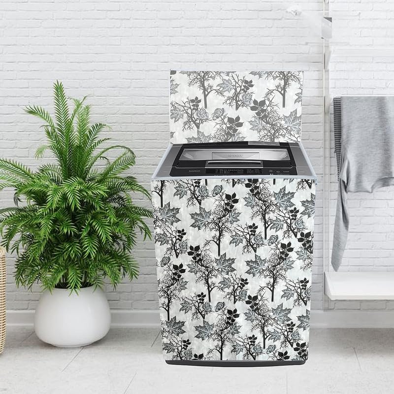 Image of WOAH Top Load Fully Autometic Washing Machine Cover Compatible With ifb samsung bosch whirlpool haier lg and All Brand Universal Size 7kg | 7.5kg | 8kg (Grey tree)