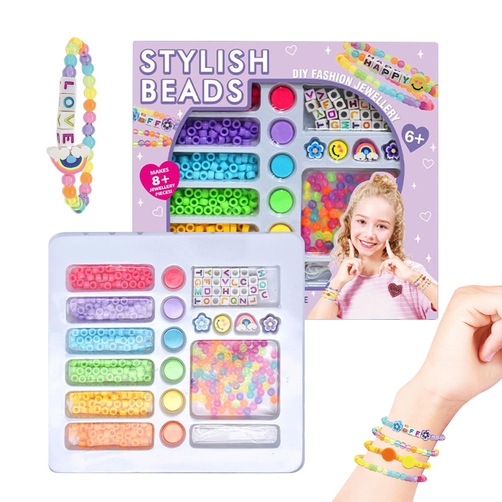 Kit de pulsera de perlas con nylon PVC resistente para diseñar joyas de 9cm
