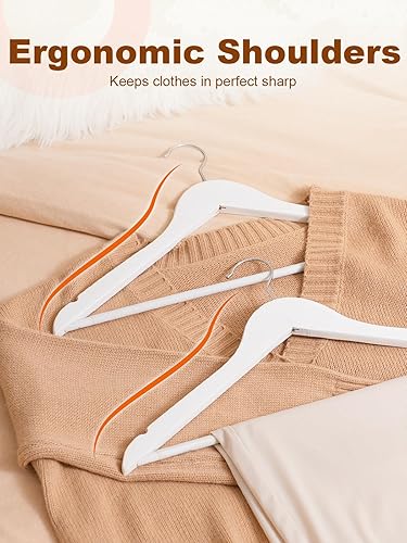 Miniatura 6 de HOUSE DAY Ganchos de madera para ropa, 20 unidades, acabado suave y blanco, colgador de madera de alta calidad para ropa.