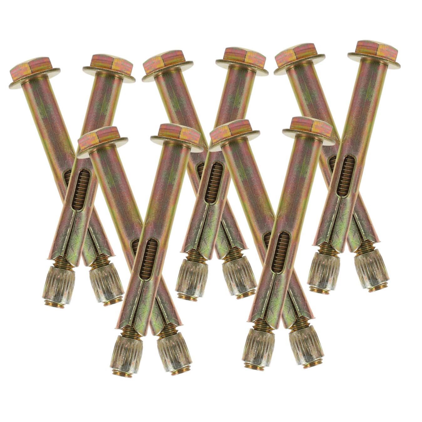 Kichvoe 10-Piece M8 x 80mm Concrete Knurled Expansion Anchor Bolt Kit Carbon Steel Drop-in Anchors for Solid Concrete Heavy Duty Fasteners