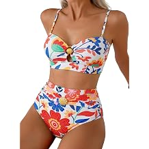 Herseas Women Seashell Ring Bikini Sets High Waisted 2 Piece Bathing Suits