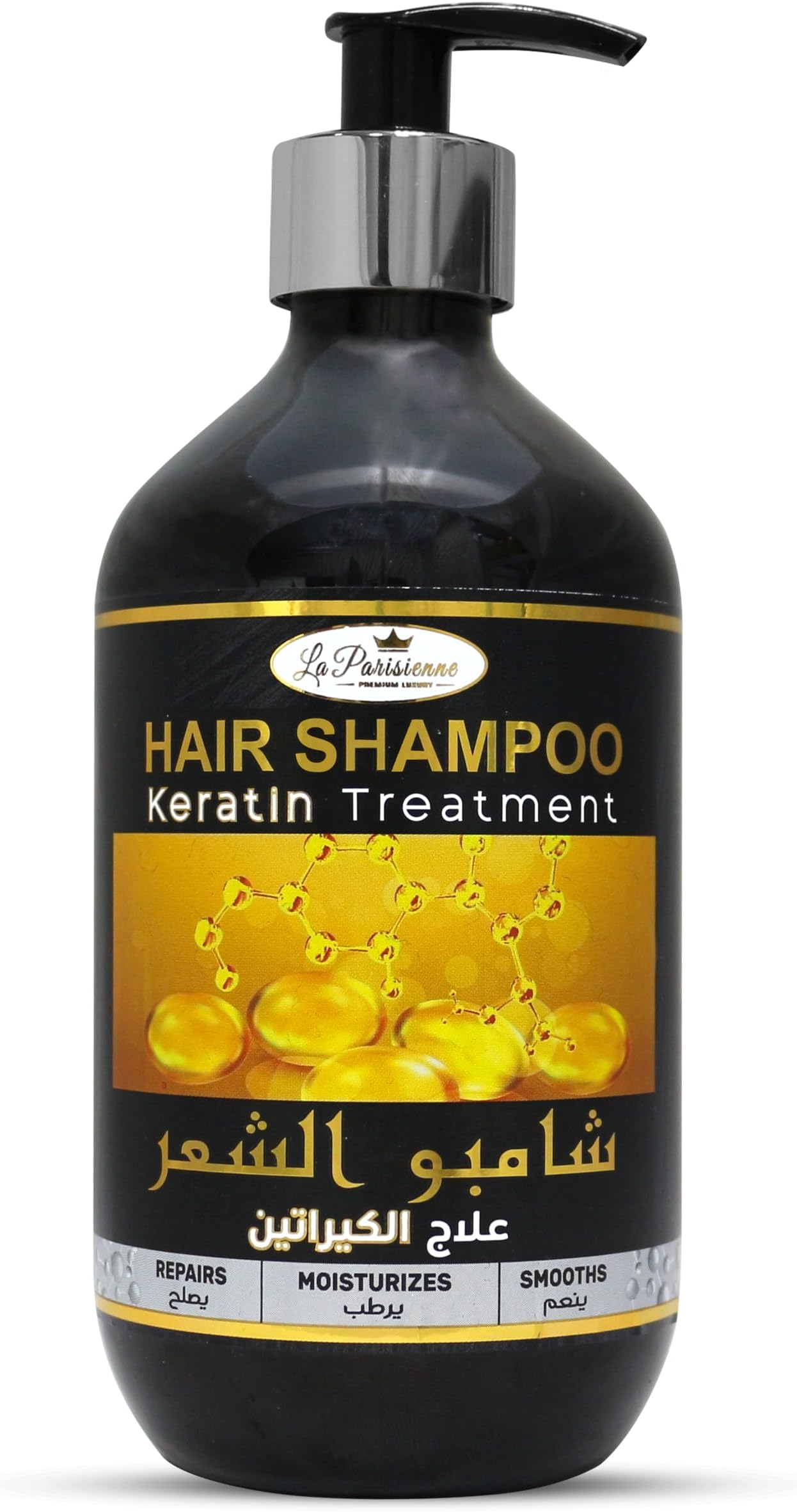 ECOLYTE+ Shampoo, La Parisienne Premium Luxury, For Hairfall, Dandruff and Frizzy Hair, Nourishes, Repair & Shine, Long and Lifeless Hair, Paraben Free - (Keratin Treatment, 500 ml)