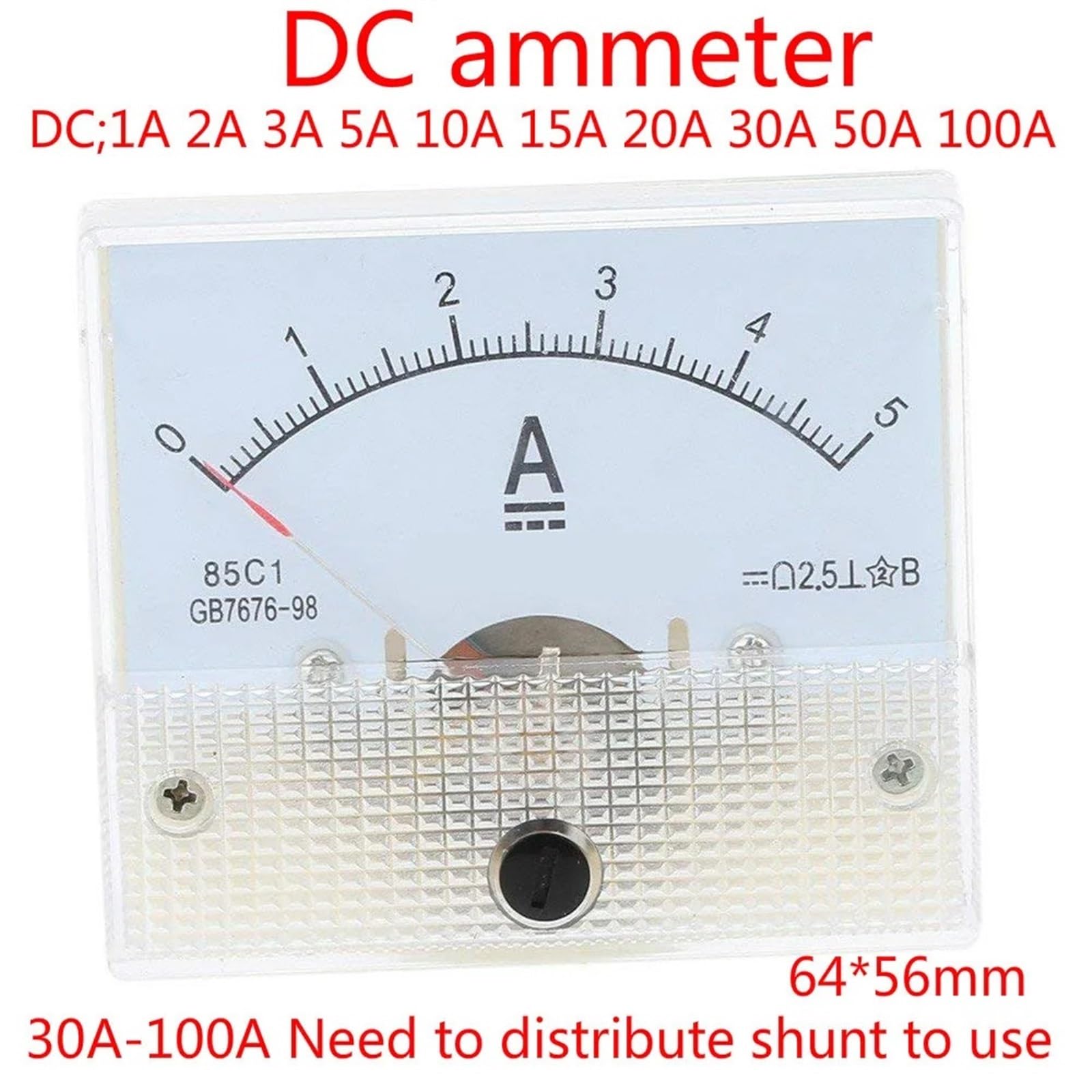 85C1 Misuratore di pannello di corrente analogico DC 1A 2A 3A 5A 10A 20A 30A 50A 100A Amperometro for test di circuiti Ampere Tester Gauge 1 PZ(300A)