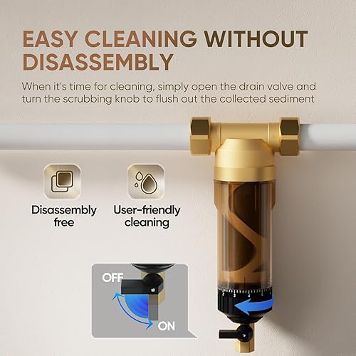 Miniatura 6 de PUREPLUS Carcasa universal para filtro de agua para toda la casa, cartucho de sedimentos de 10 x 4.5 pulgadas, con filtro de agua de sedimentos