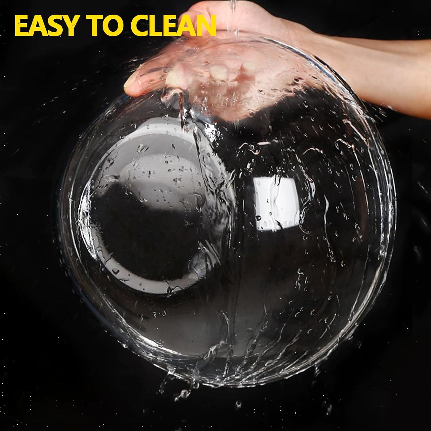 5 Quart Deep Big Glass Bowl with Lid,10 Inch Large Glass Mixing Bowl for Sourdough Bread Kitchen Salad Bread Storage, For Prepping, Marinating & Brining Kimch (clear)