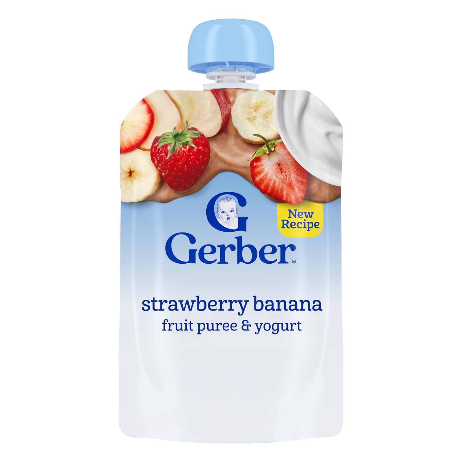 GERBER NATURAL FOR BABY 2nd Foods Banana Strawberry with Yogurt 6(4x3.5oz)