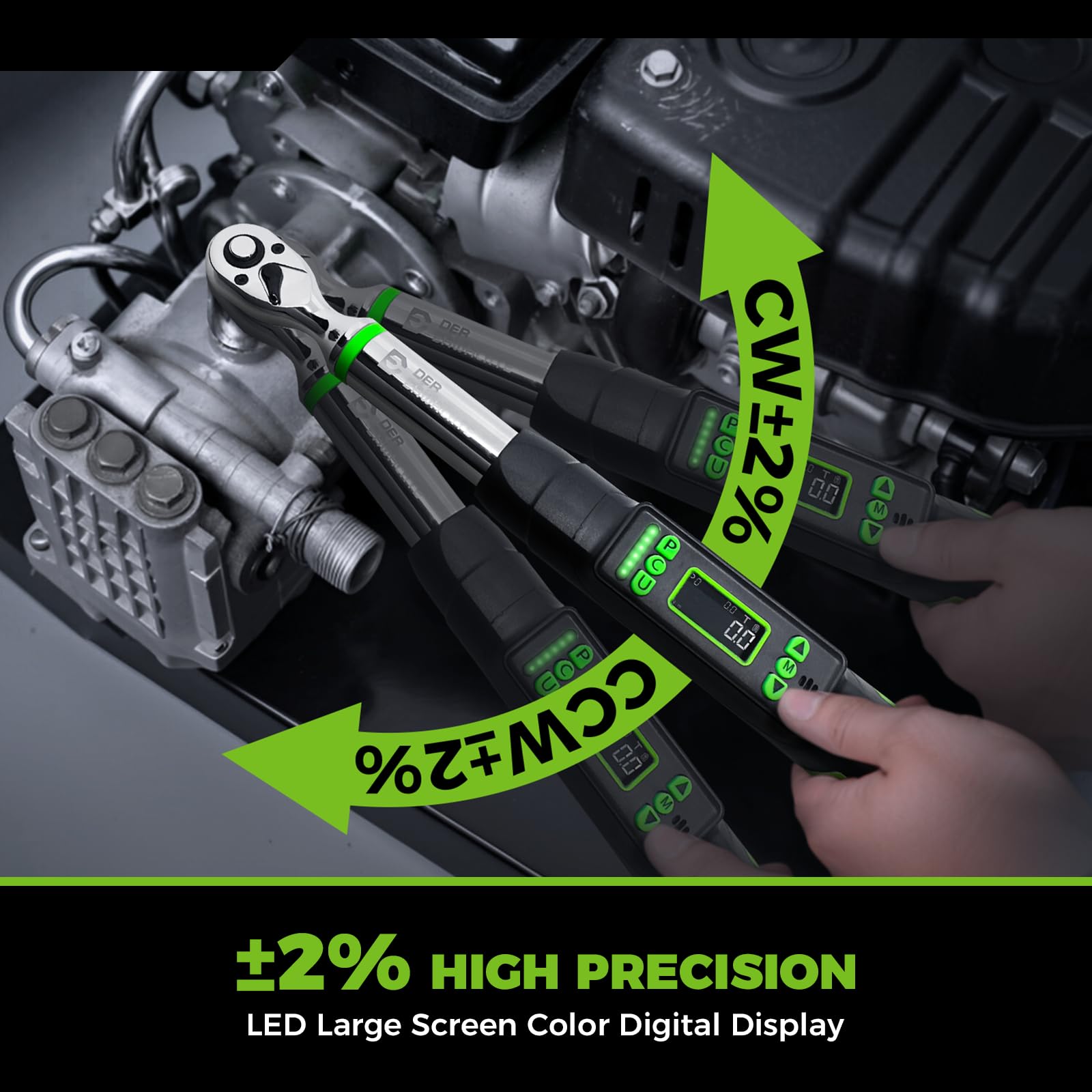 Llave dinamométrica digital de 3/8 con valor preestablecido 1.5-99.5