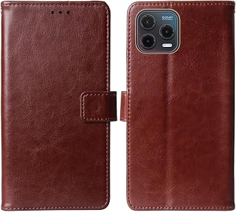 Premium Flip Leather Case Phone Cover for Lava Bold N1 Pro 6.67" Business Folio Protector Protection Wallet Stand Card Slots Brown