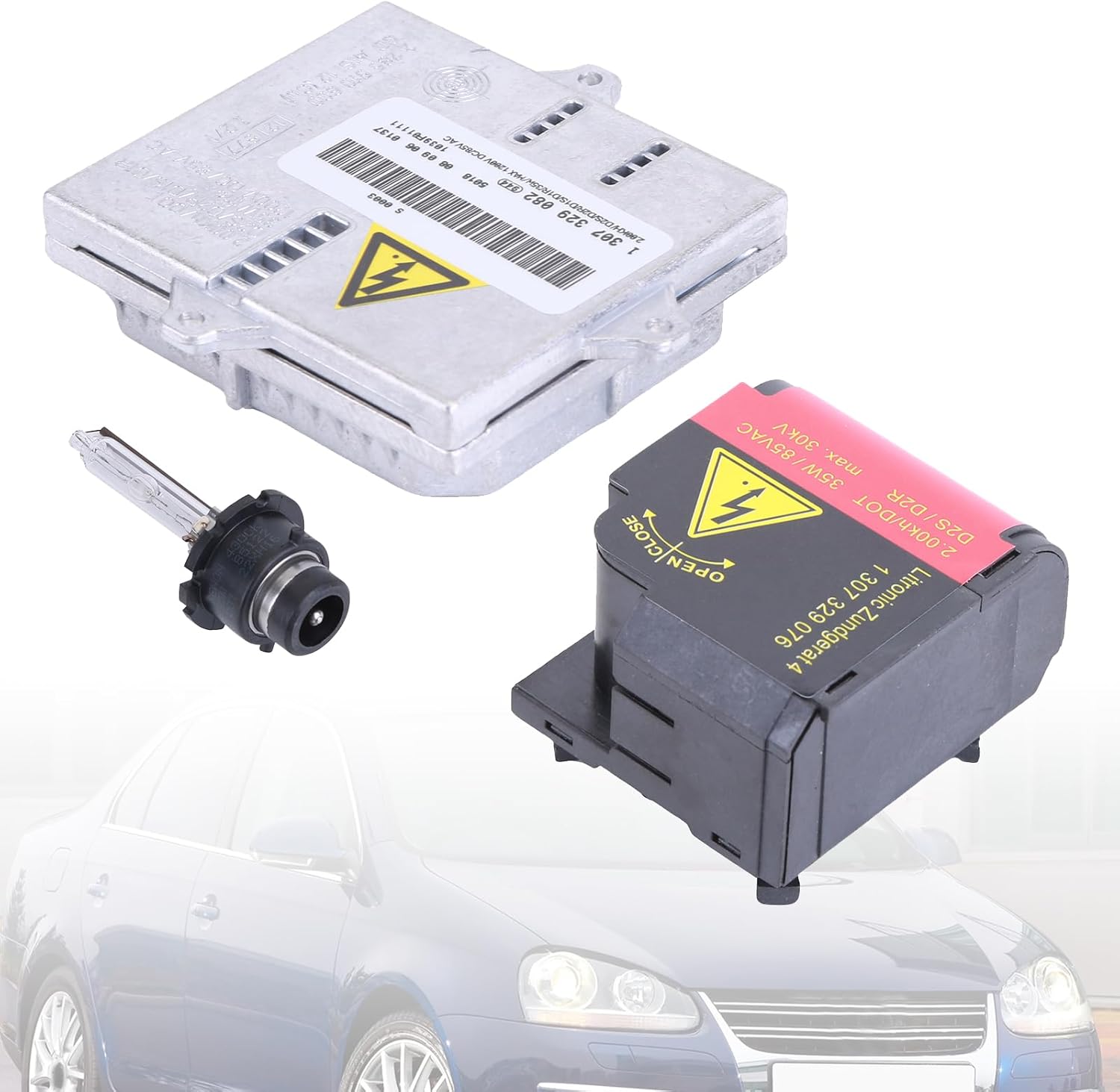 4D0907476B Xenon Hid Ballast Headlight Control Unit with Igniter D2S bulb kit for Jetta Go-lf G-TI 2005 2006 2007 2008 2009 Xenon Headlight Ballast Unit Kit 1T0907391 1307329074 1307329076