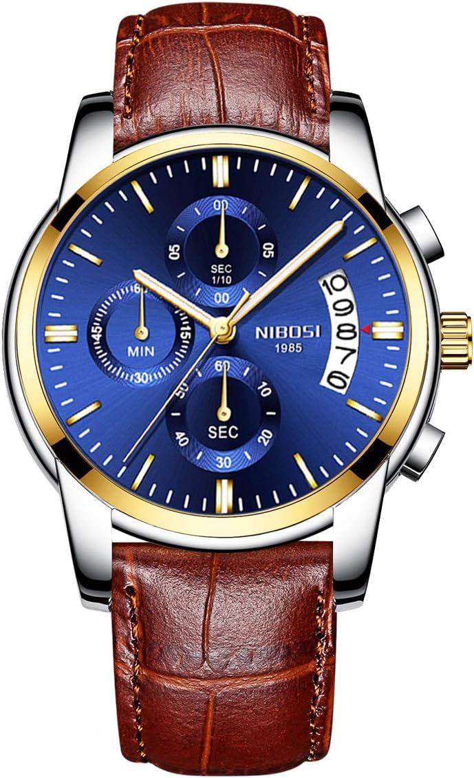 NIBOSI Analogue Men's Watch ( Gold Dial Silver Strap )