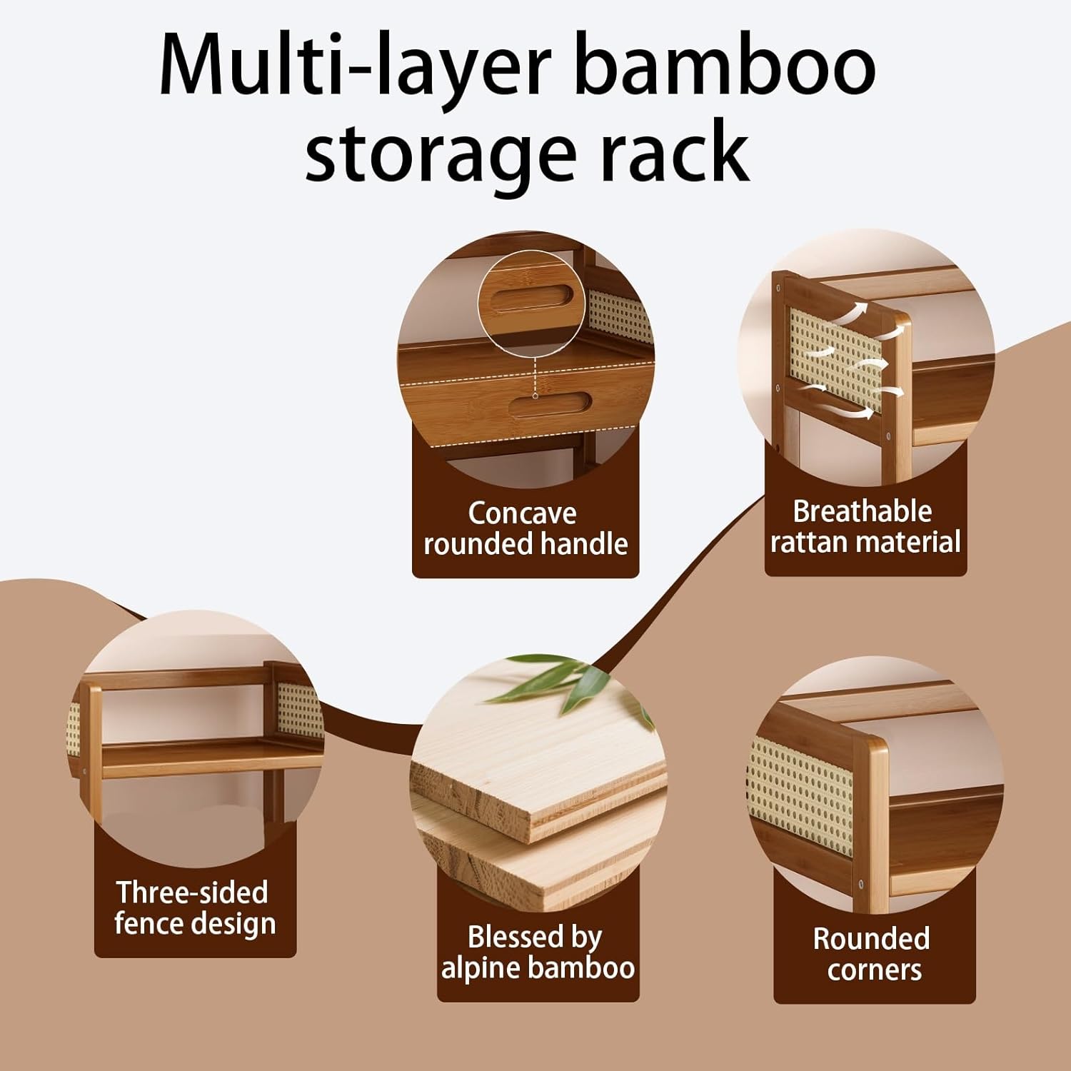 Desktop Storage Rack, 2-Tier Wood Shelf Organizer, Space-Saving Countertop & Desk for Kitchen, Office, Home(19.6 * 7.8 * 13.7in)