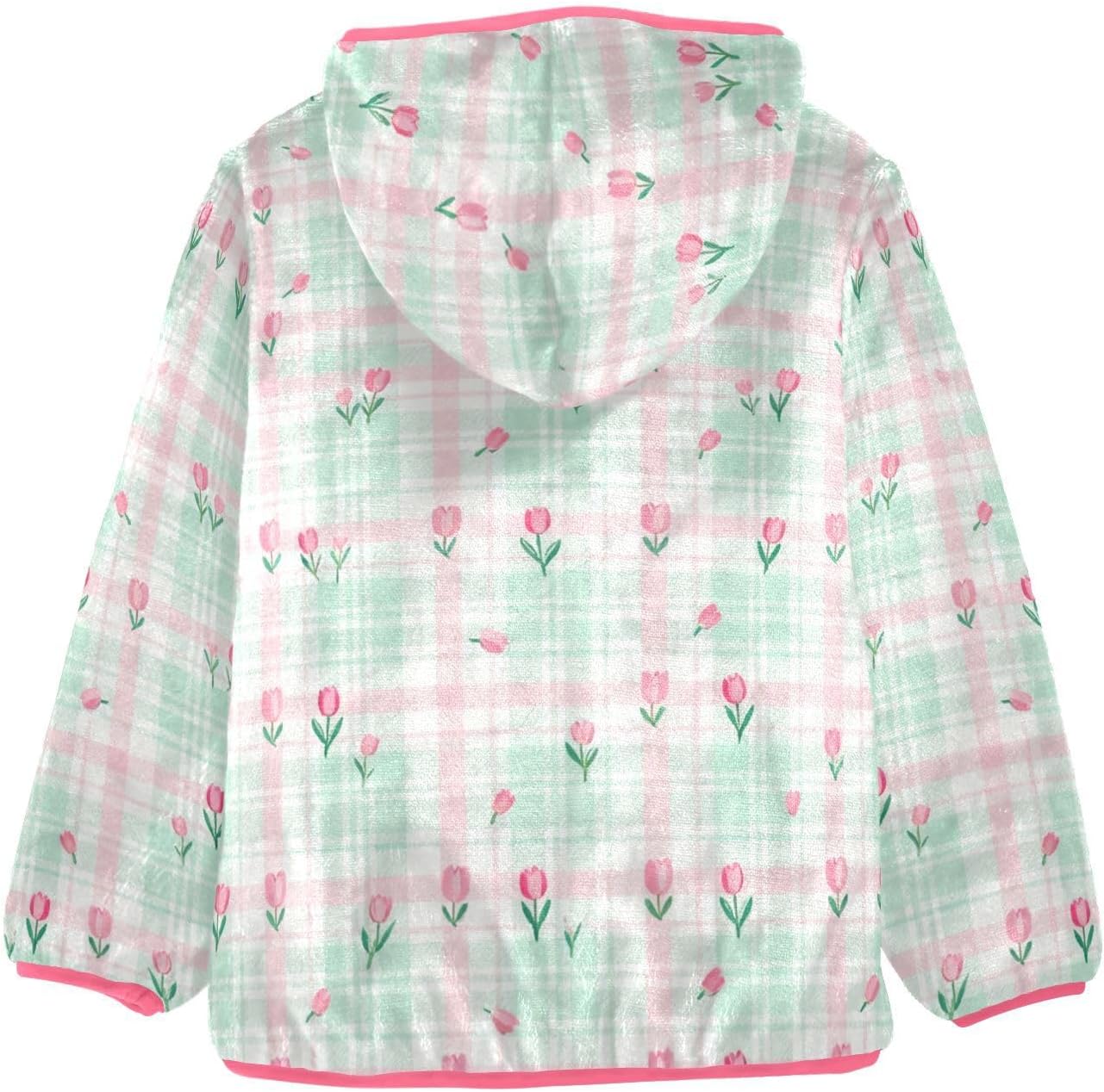 Tulips Plaid Toddler Winter Jackets Children Plush Outerwear Baby Girls Fall Fleece Jacket 3T
