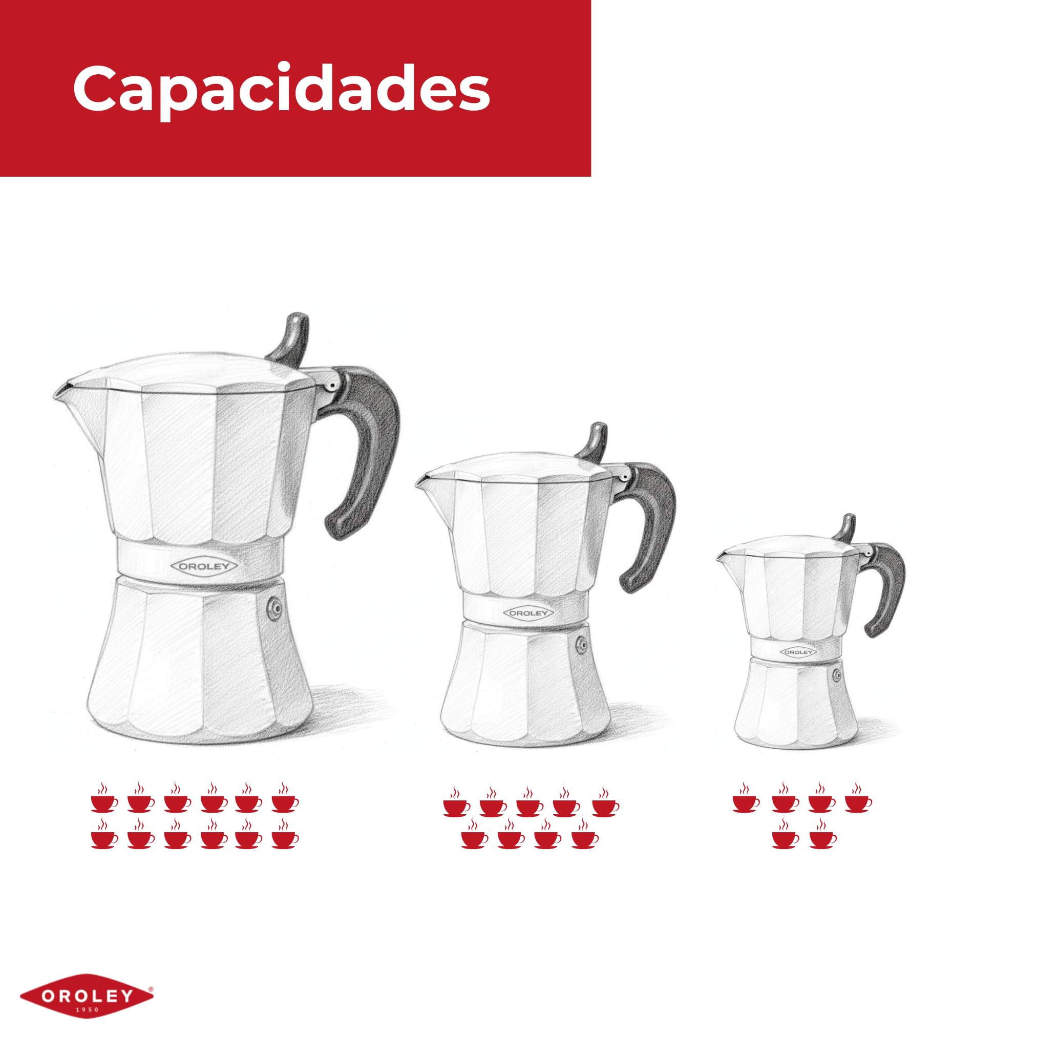 Oroley Petra Italienische Kaffeemaschine für 9 Tassen | Edelstahlboden | geeignet für Induktion, Glaskeramik, Feuer und Gas | Traditioneller Stil | Grün