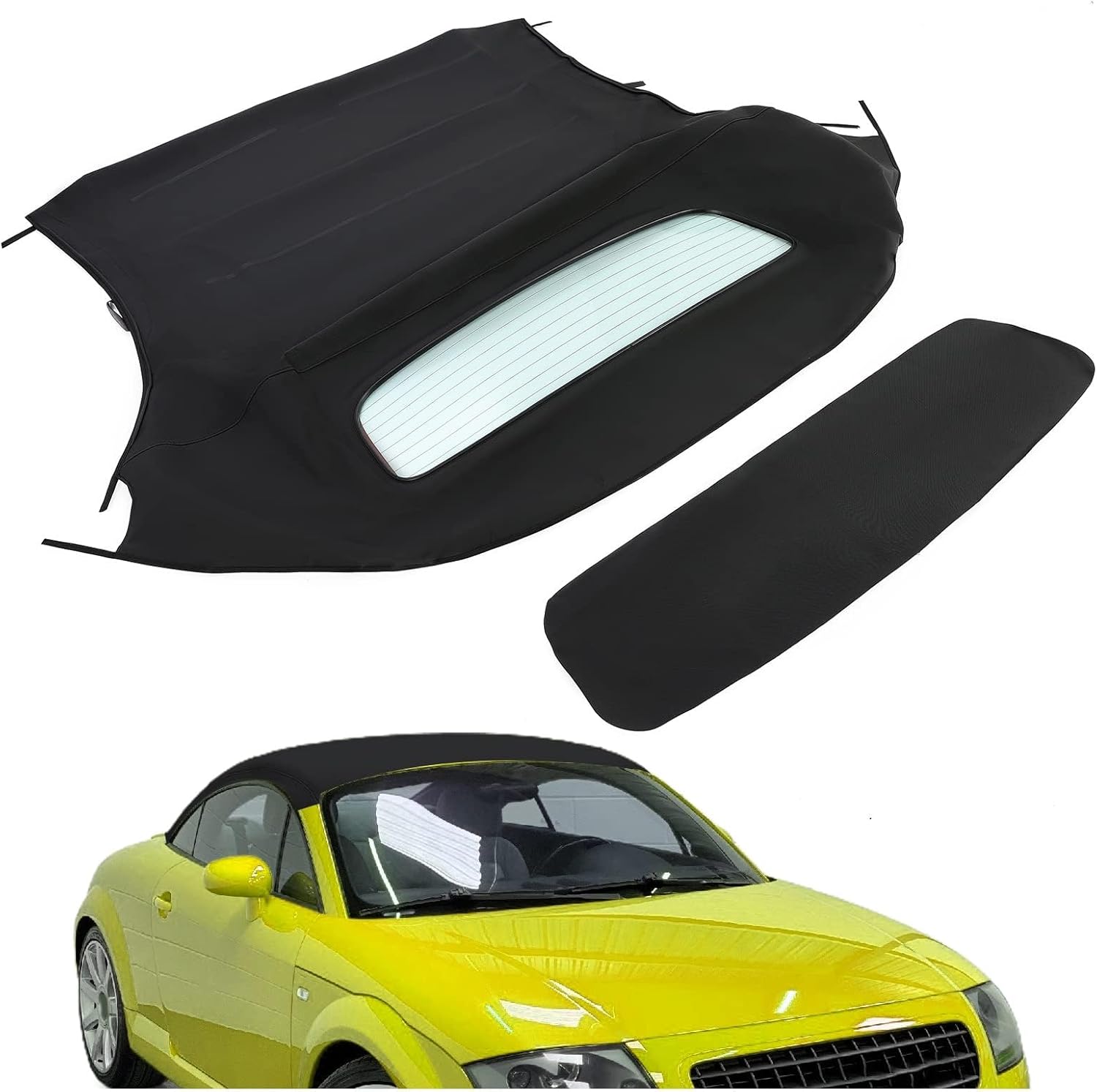 HECASA Convertible Soft Top Compatible with 2000-2006 Audi TT with Heated Glass Window, Black Soft Roof Replacement, Premium Grade Sailcloth Vinyl