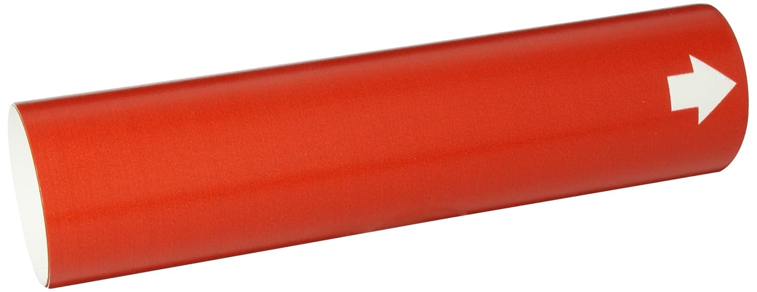 Brady 4012-D Snap-On 4" - 6" Outside Pipe Diameter B-915 Coiled Printed Plastic Sheet Red Color Pipe Marker