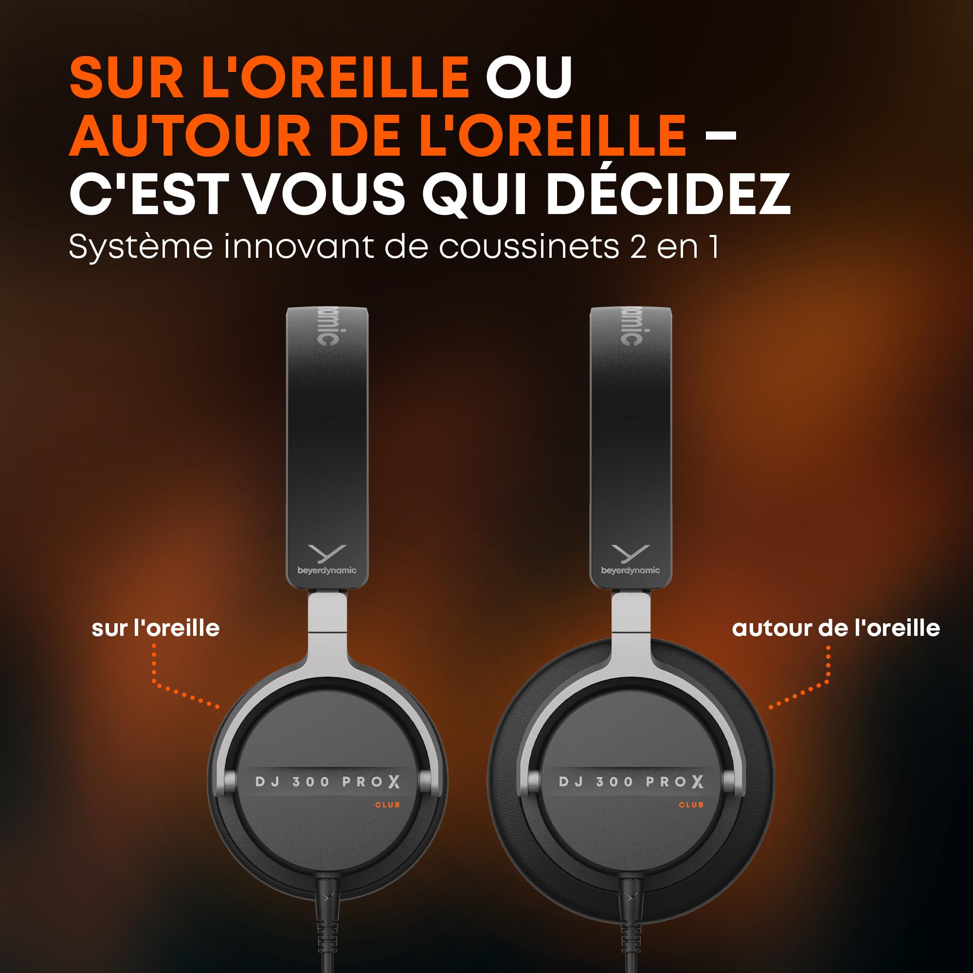 beyerdynamic DJ 300 Pro X Club Casque DJ Professionnel 2 en 1 avec Bonnets d'oreille Personnalisables et Conception fermée pour DJ Professionnels