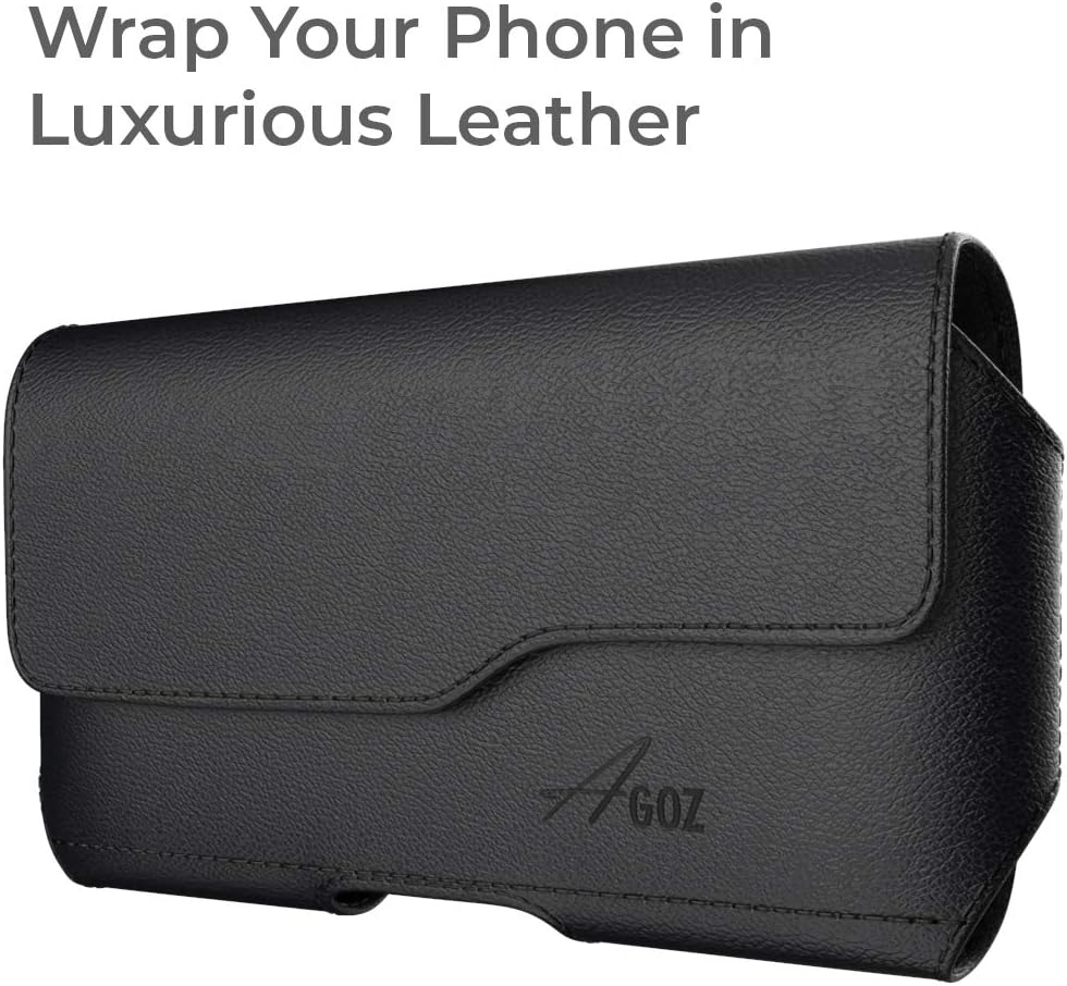 For Samsung Galaxy A10e, Galaxy Sky S320VL, Galaxy J3 Sky 4G LTE SM-S320, J3 Luna Pro S327VL, J3 Aura, J3 Orbit, Premium Leather AGOZ Pouch Case Holster Cover with Belt Clip Loops and Magnetic Closure