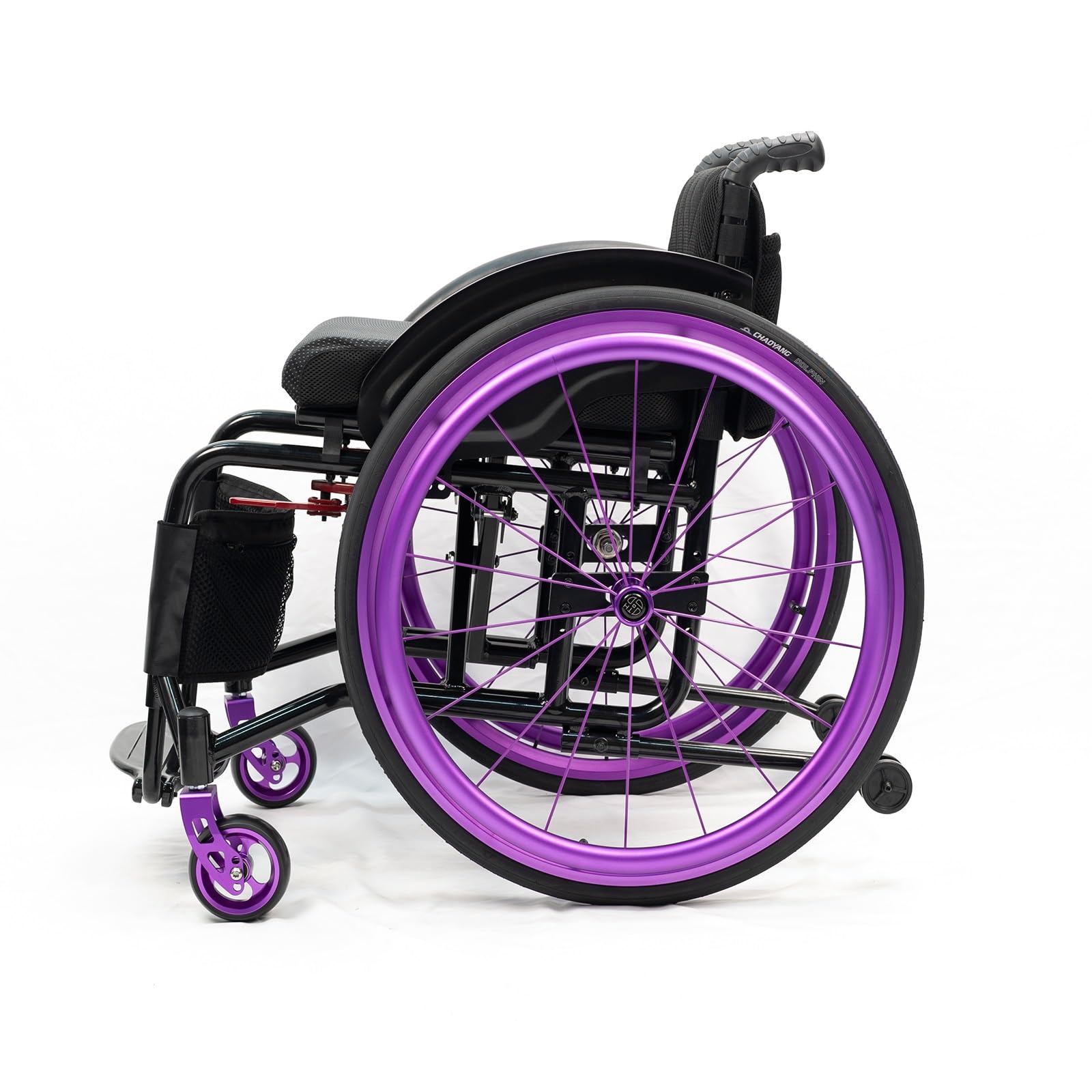 Lightweight Sports Foldable Mute Wheelchair All Terrain Aluminum,Adjustable Footrest Suitable for Teenagers, Adults, Seniors(Purple2,Seat Width 38cm/