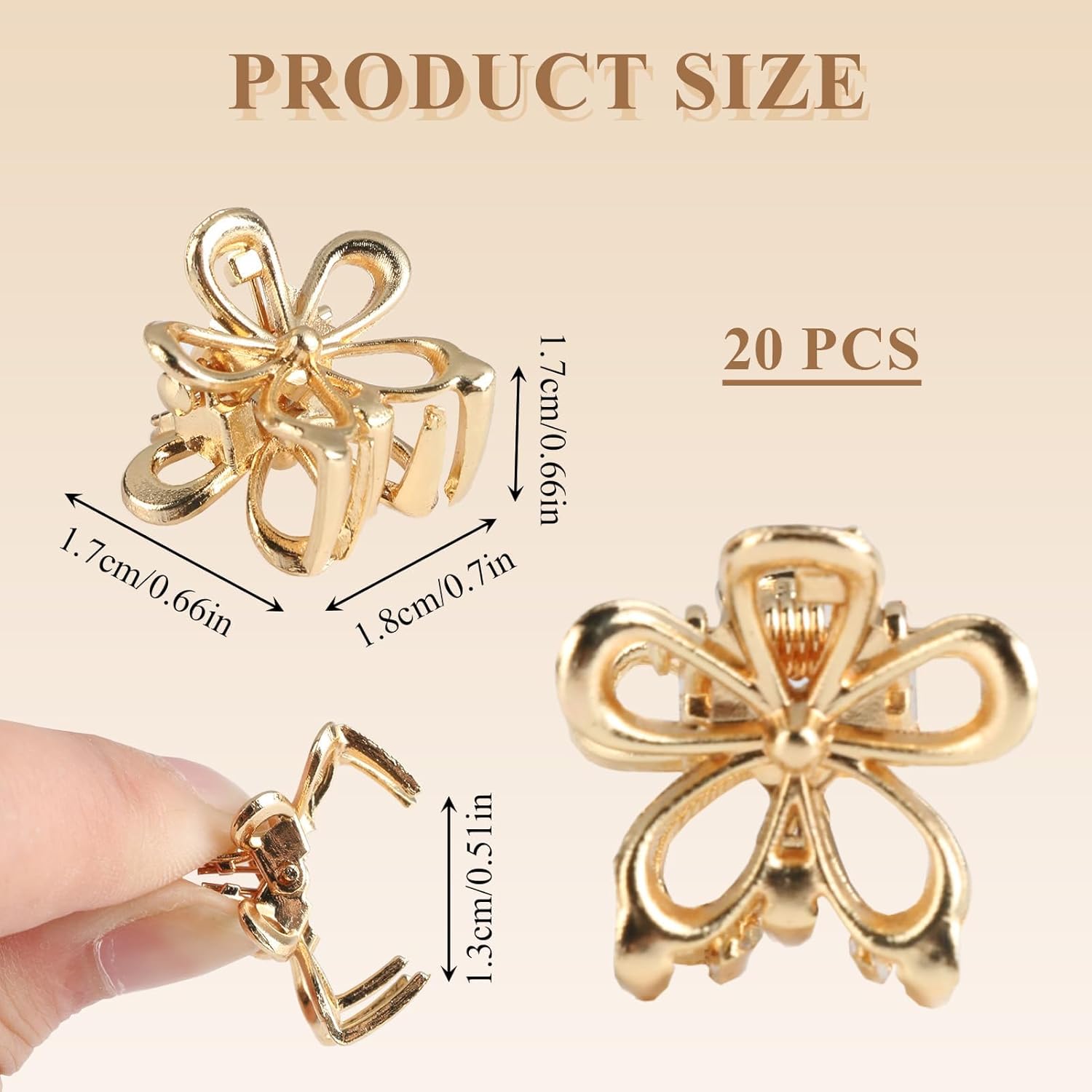 20 Pack Small Gold Flower Hair Clips for Women Girls, Tiny Metal Claw Clips with Sparkling Floral Design, Nonslip Bangs Accessories, Cute Floral Hair Decorations, Mini Christmas Holiday Gift Set - Image 2