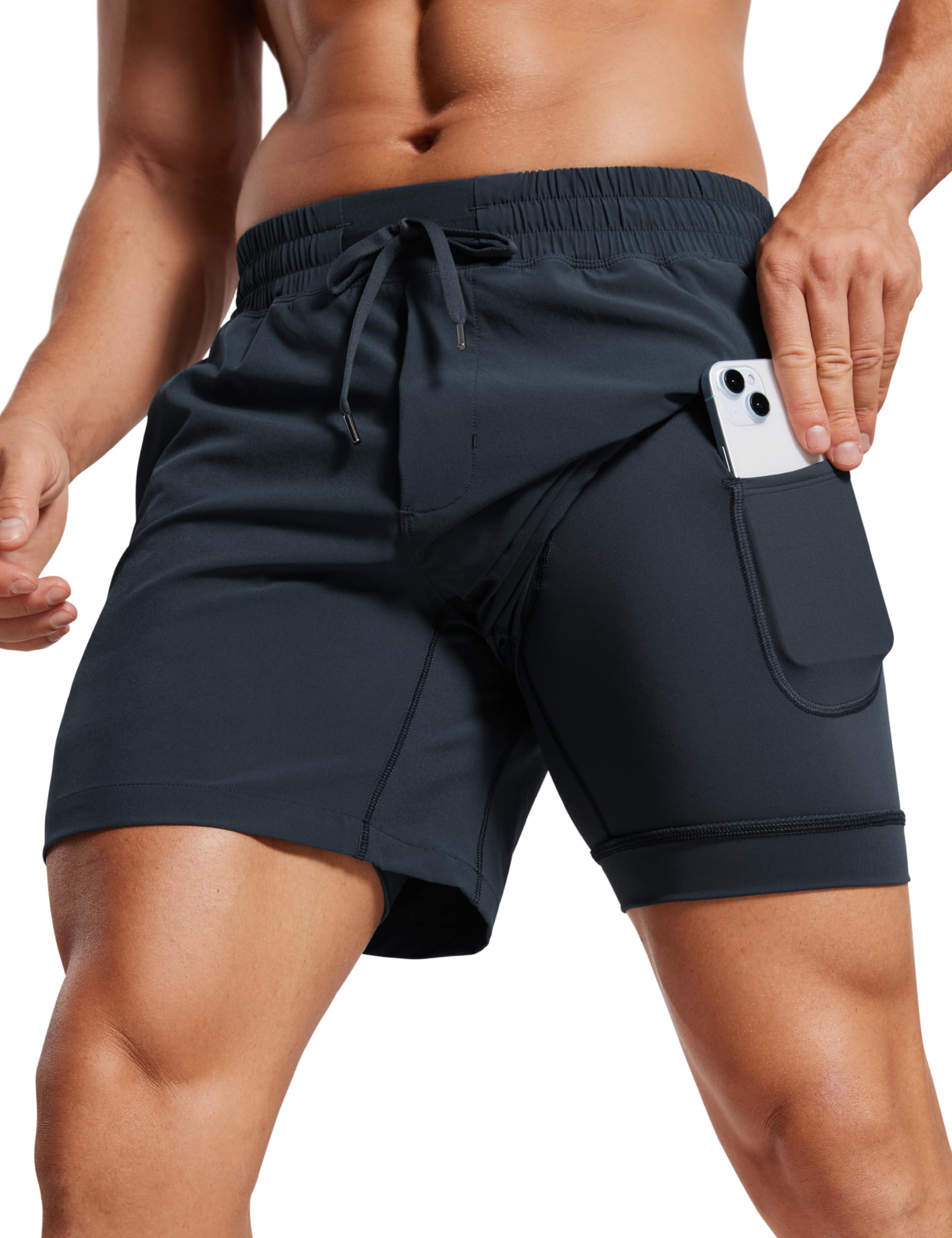 CRZ YOGA Feathery-fit Running Shorts 7 Inches, Ns001c - Szorty do biegania o kroju piórowym, 18 cm, Ns001c Mężczyźni