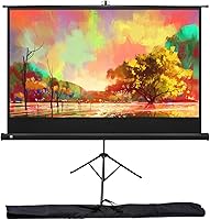 Vista 1 de KODAK Pantalla de proyector de 60 pulgadas con soporte, telón de fondo de proyección desplegable para películas al aire libre e interior con trípode