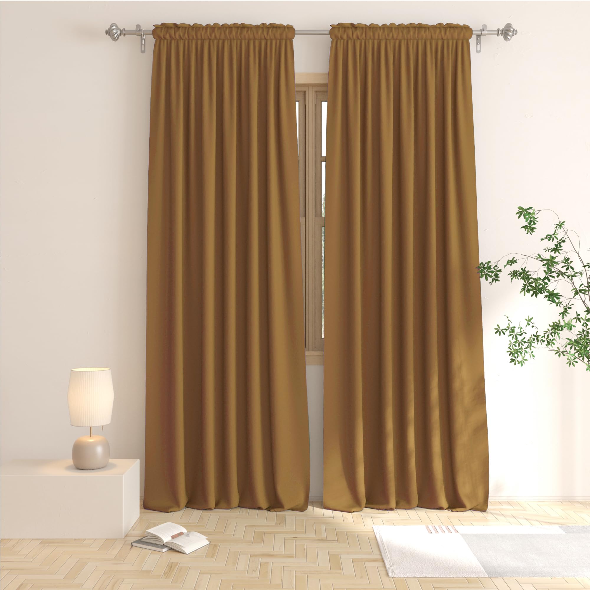Rideaux occultants anti lumière UPOPO 254 cm marron pour éliminer les reflets