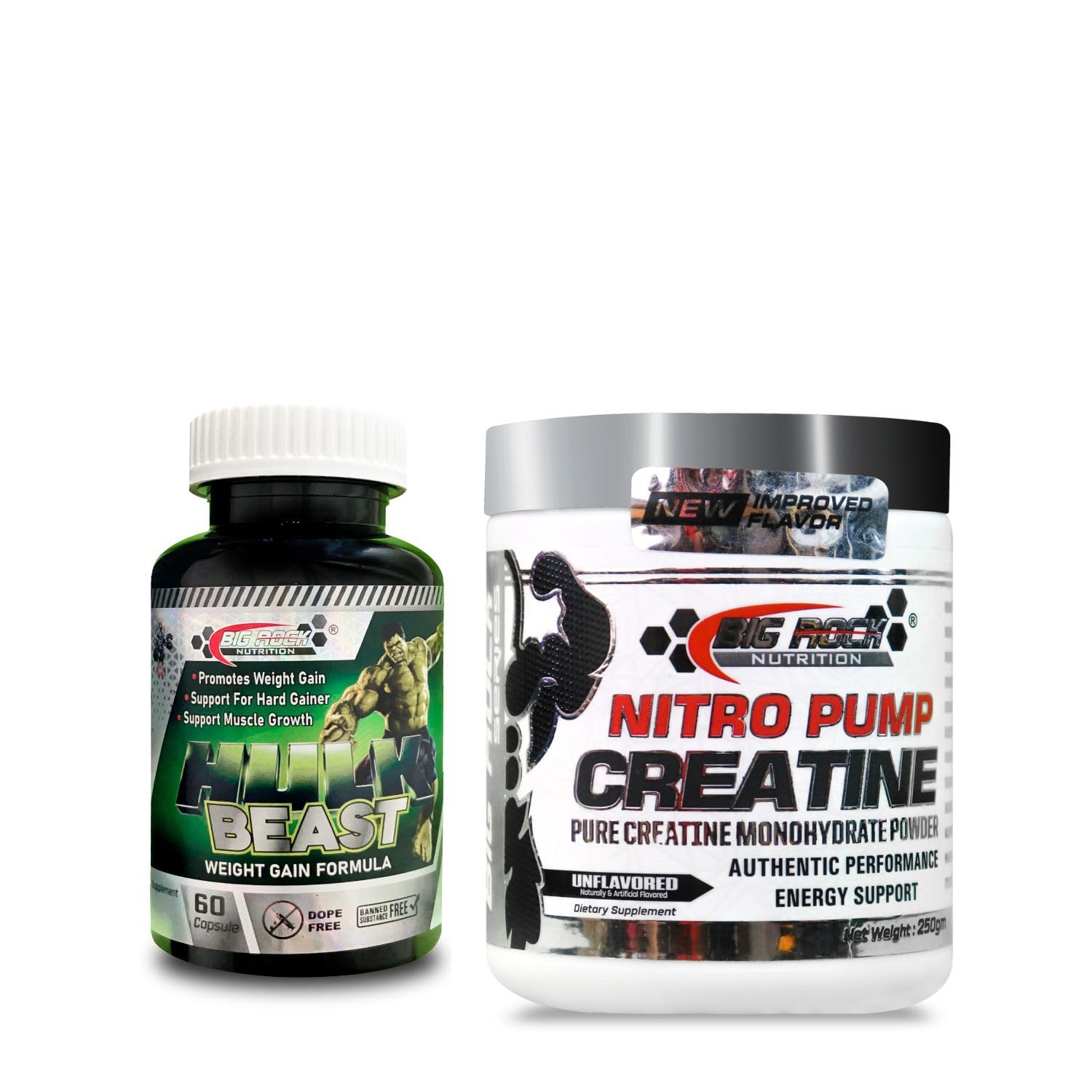 BIG ROCK NUTRITION Hulk Beast Weight Gainer (60 Copsule) with Pure Nitro Pump Creatine Energy Powder (B0CL7RZR99) Amazon Price History, Amazon Price Tracker