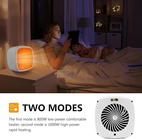 Miniatura 10 de Calentador eléctrico de cerámica portátil de 1000 W800 W, calentador pequeño compacto, se calienta en 2 segundos, seguro y silencioso para oficina,