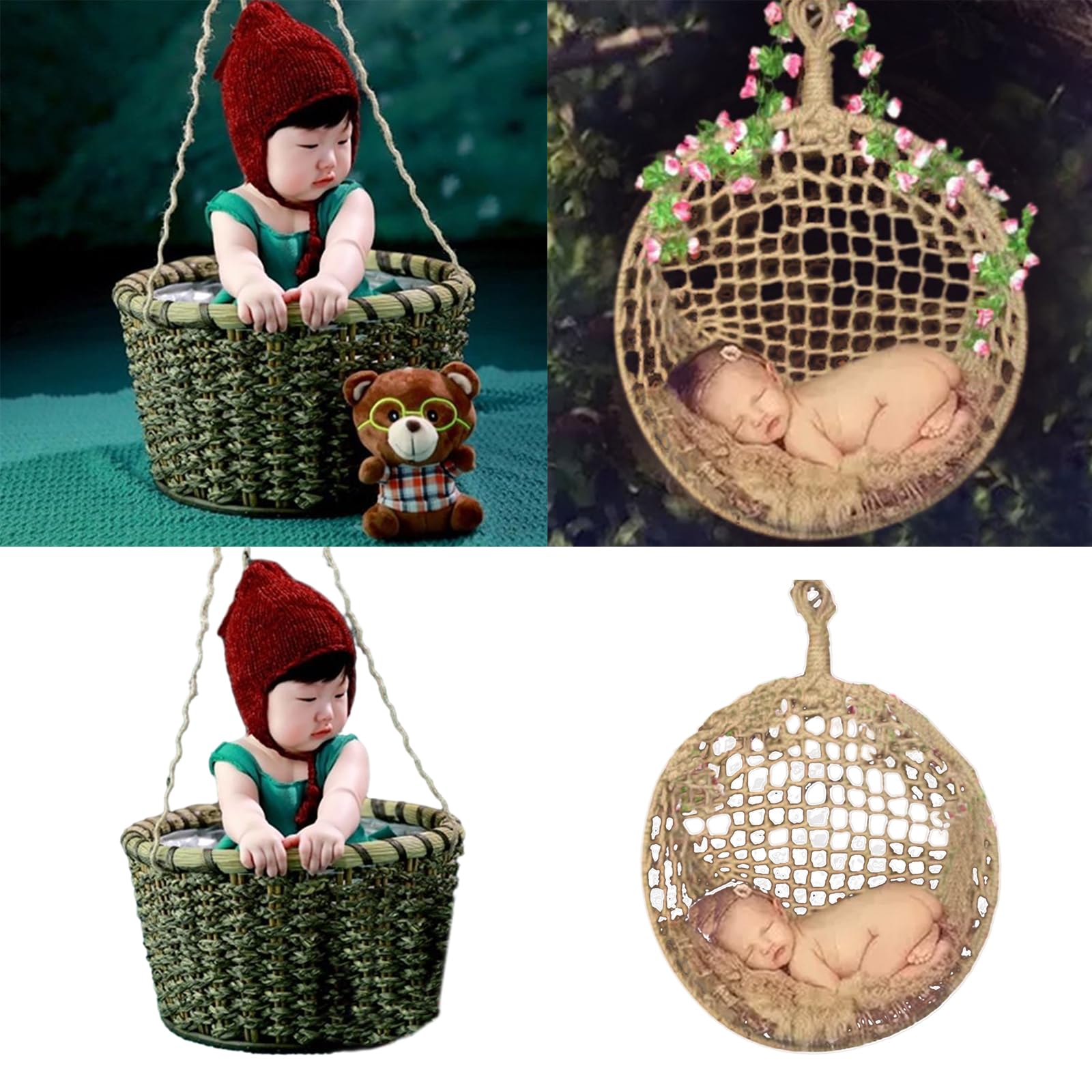 Newborn Photography Basket Infant Studio Woven Designed Basket Props Baby Photo Props for Studio Room