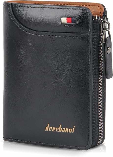 BWBIKE Mens Wallet RFID Blocking Leather Wallets Soft Slim Purse Multi-Card Credit Card Holder Anti-Theft Purse (Black)