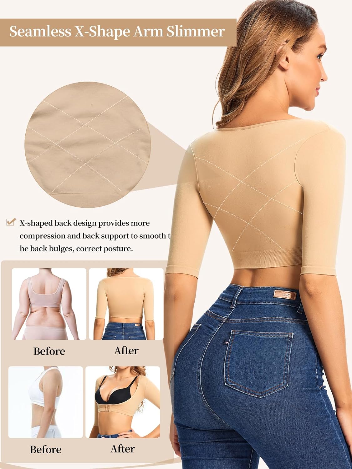 JOYSHAPER Upper Arm Shapers for Women Compression Sleeves Post Surgery Shapewear Tops Posture Corrector Arm Slimmer Vest - Image 5