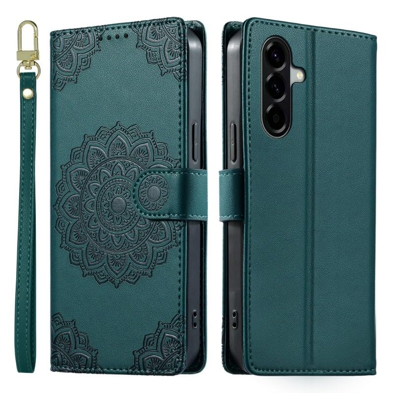 Étui Samsung Galaxy A14 5G portefeuille vert foncé avec porte-carte et support