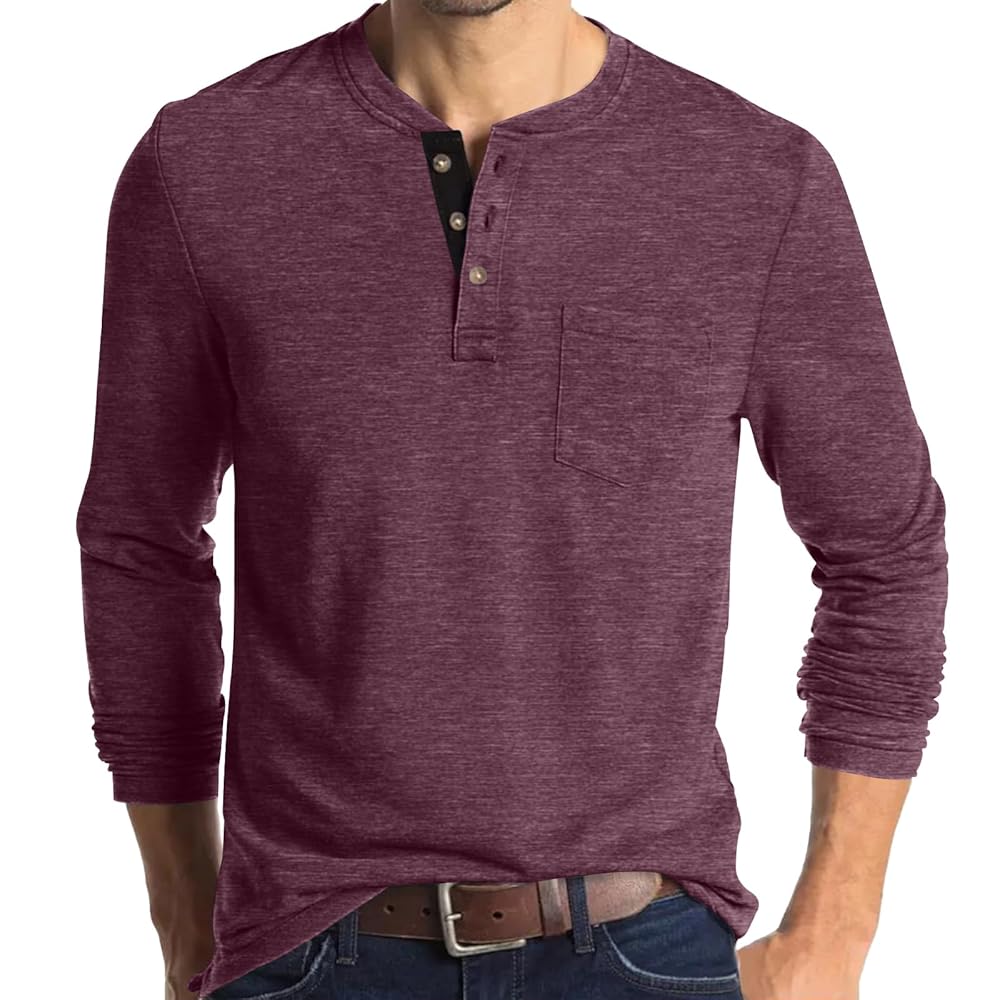 tightbooth HENLEY NECK T-SHIRT 新品 Amazon.com: MLXSJ Men's Henley Shirts Casual Long Sleeve