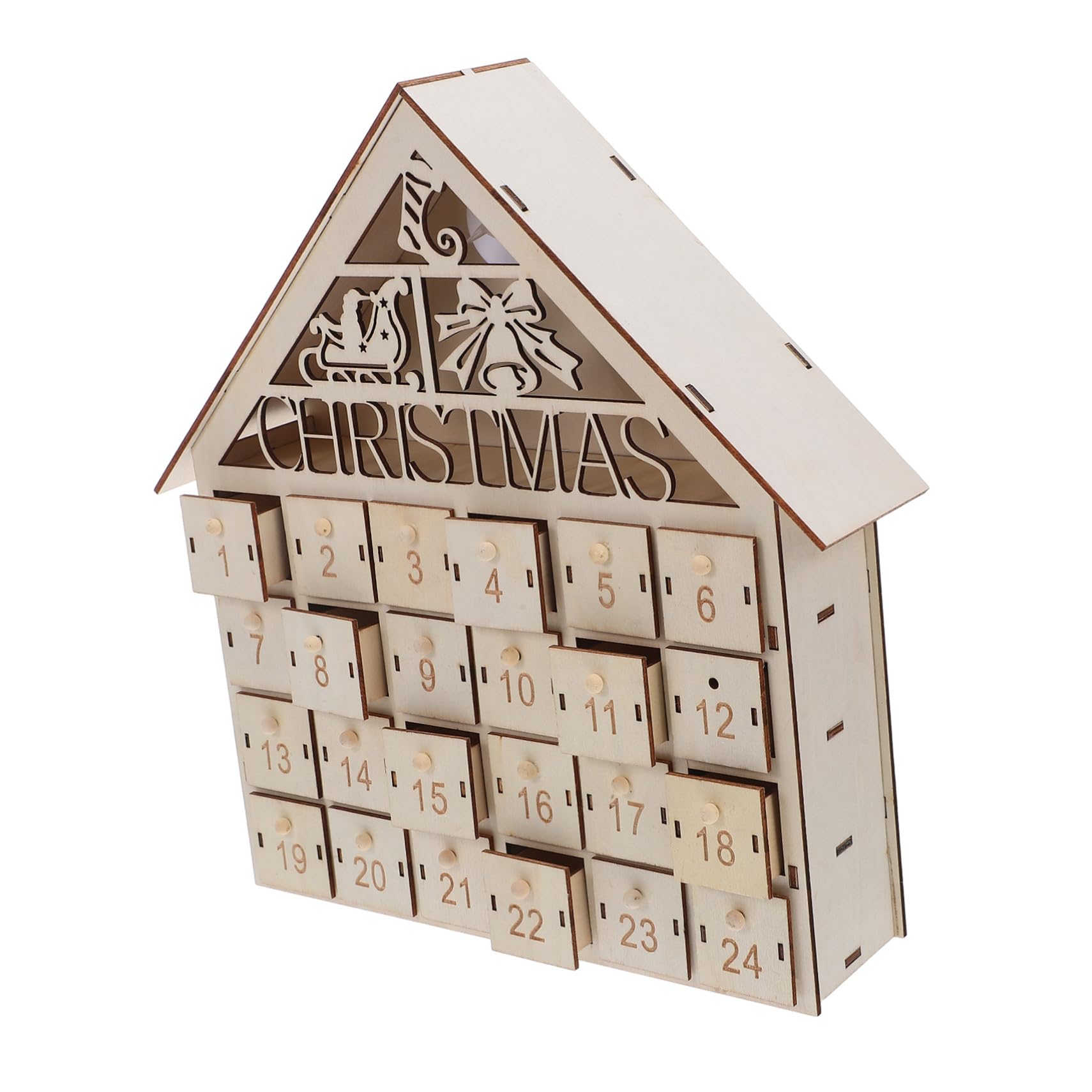 GANAZONO Calendario Avvento LED in Legno Giorni con Casette Natalizie Illuminato Decorazione Natalizia Tradizionale da Tavolo per Famiglie Conto alla Rovescia Riutilizzabile Natale