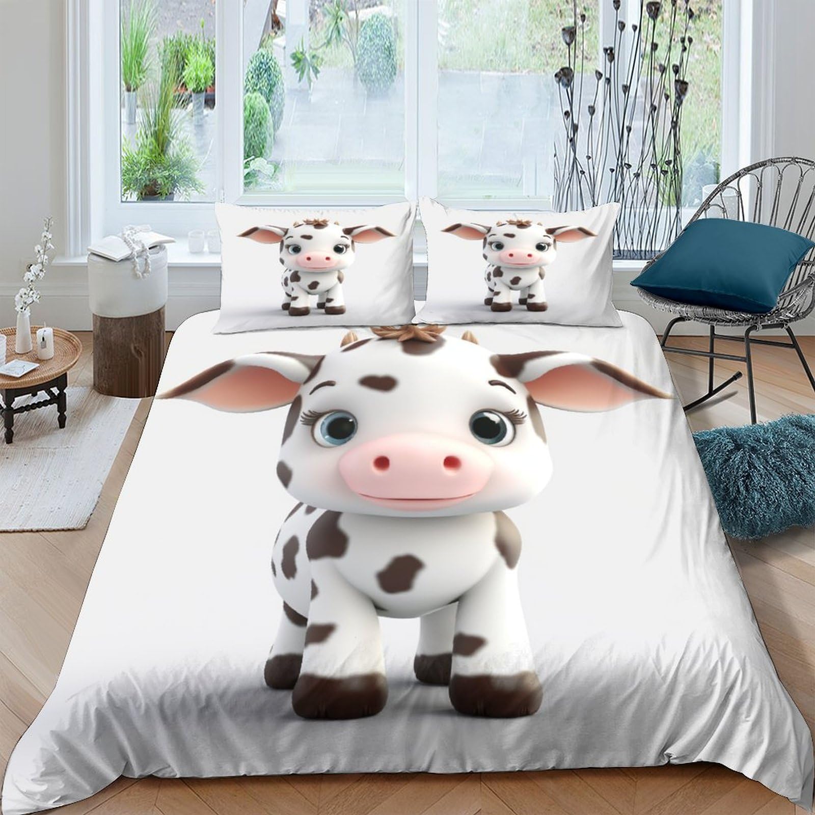 Housses de couettes vaches laitières microfibre premium 200x200cm lit double
