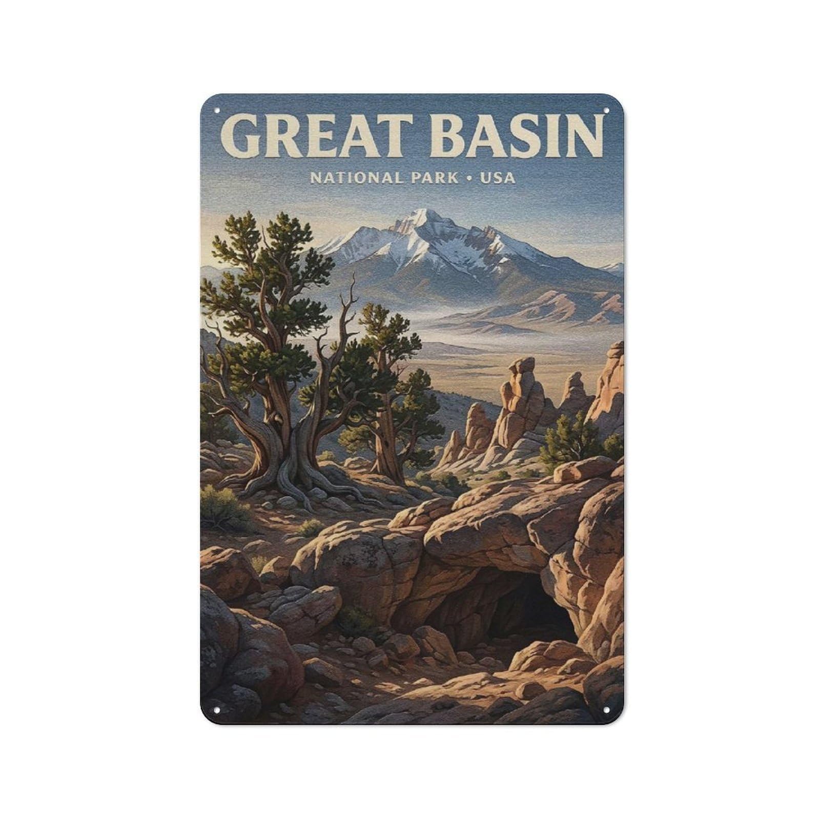 Junmoney Style-22 Garage Style Great Basin National Park Retro Metal Sign 30X20cm, Workshop Wall Decor For Workshop, Basement, Shed Or Games Room