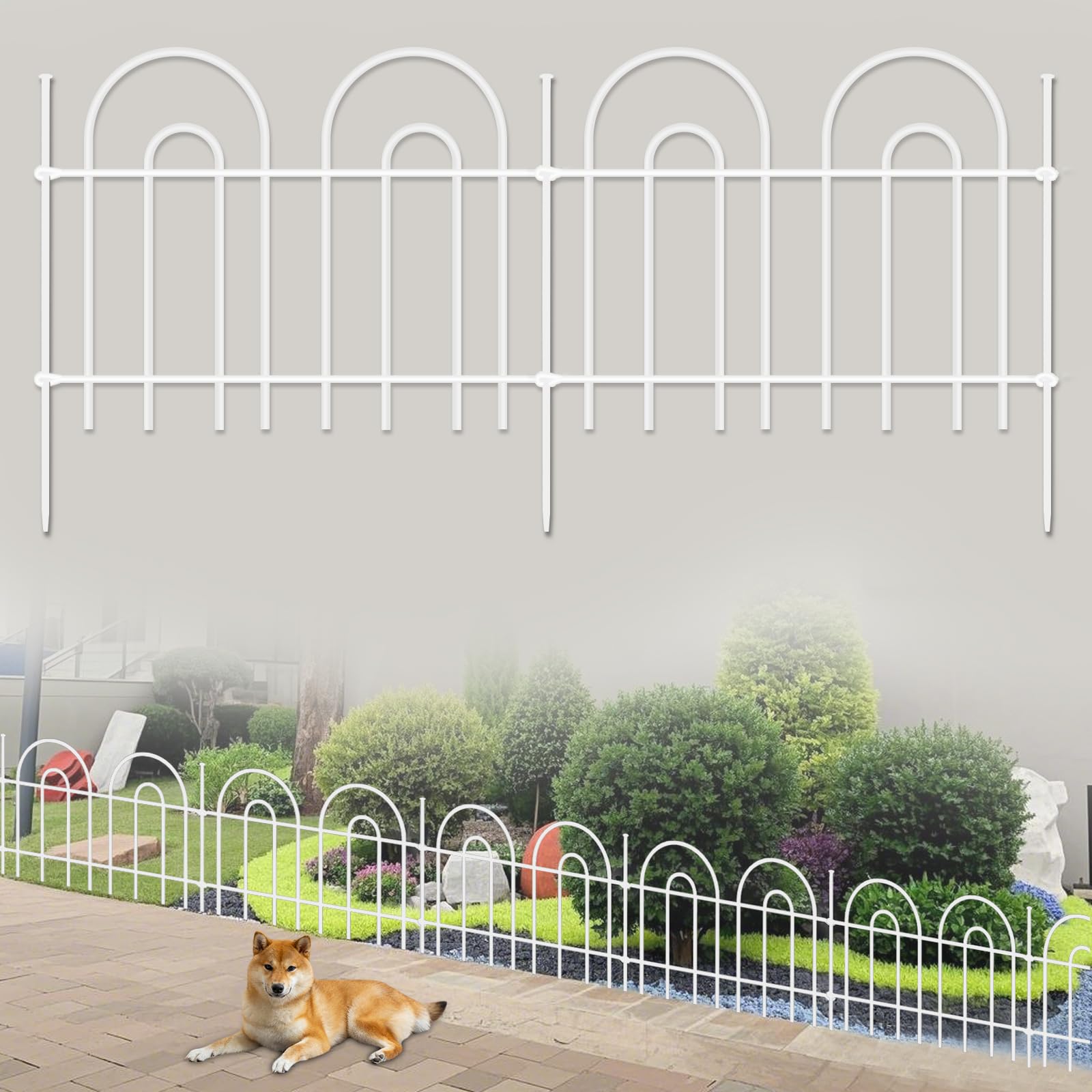 45ft X 13in Animal Barrier Fence, 32 Panels No Dig Fence for Dogs Rabbit, Anti Digging Defense Barrier Garden Edging Border, Rustproof Metal Arched