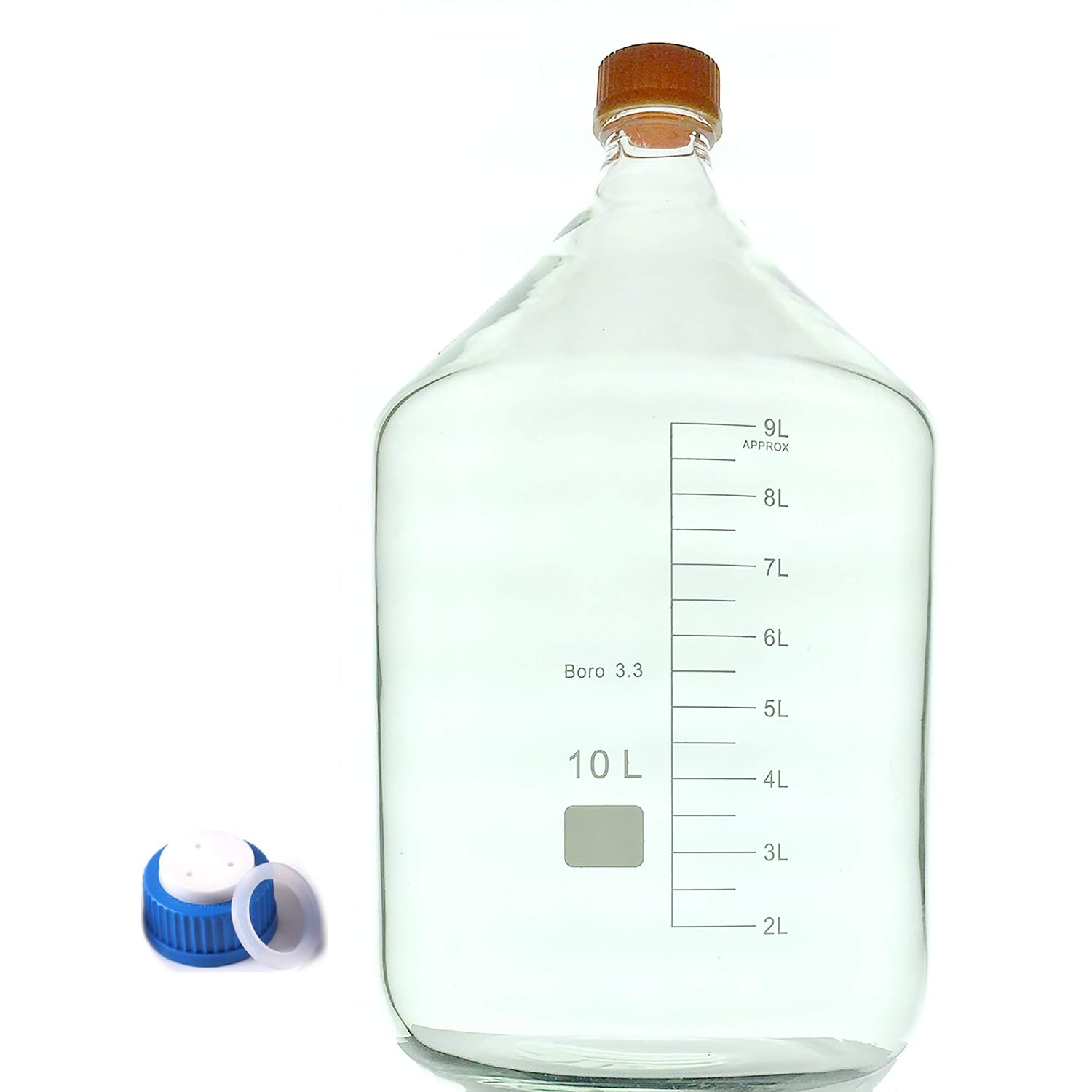 MBP-03L3 Borosilicate Glass 3000ml/3L Round Media Storage Bottle Reagent Bottle with 3-Hole Mobile Phase Cap GL45