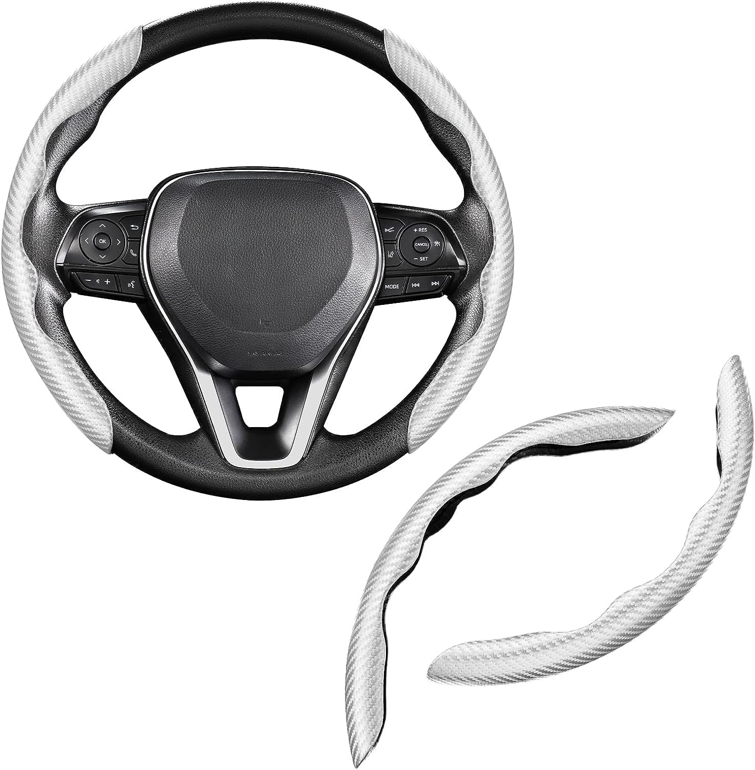 AUTOMASH Car Steering Wheel Grip Cover for Comet EV 2026 Year Onwards All Models of Morris Garages (MG) Car Universal Anti-Slip Steering Wheel Grip Cover (Carbon White)-image-12