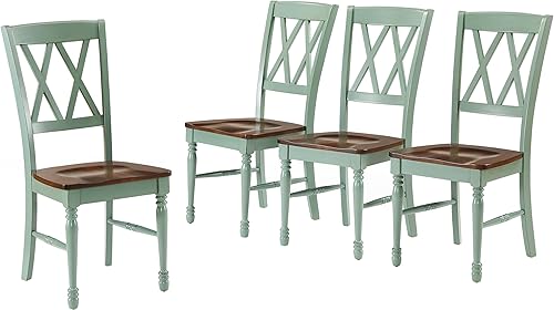 Miniatura 8 de Crosley Furniture Shelby - Juego de 2 sillas de comedor con respaldo en X de madera tradicional, sillas de cocina, color azul marino marino,Verde