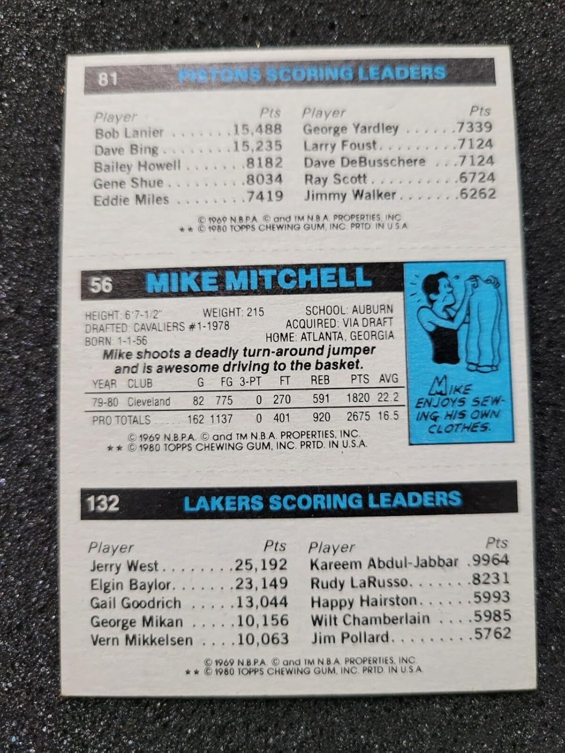 Kareem Abdul-Jabbar 1980-81 TOPPS BASE SET MINI #132 W/MITCHELL & TYLER - Basketball Cards