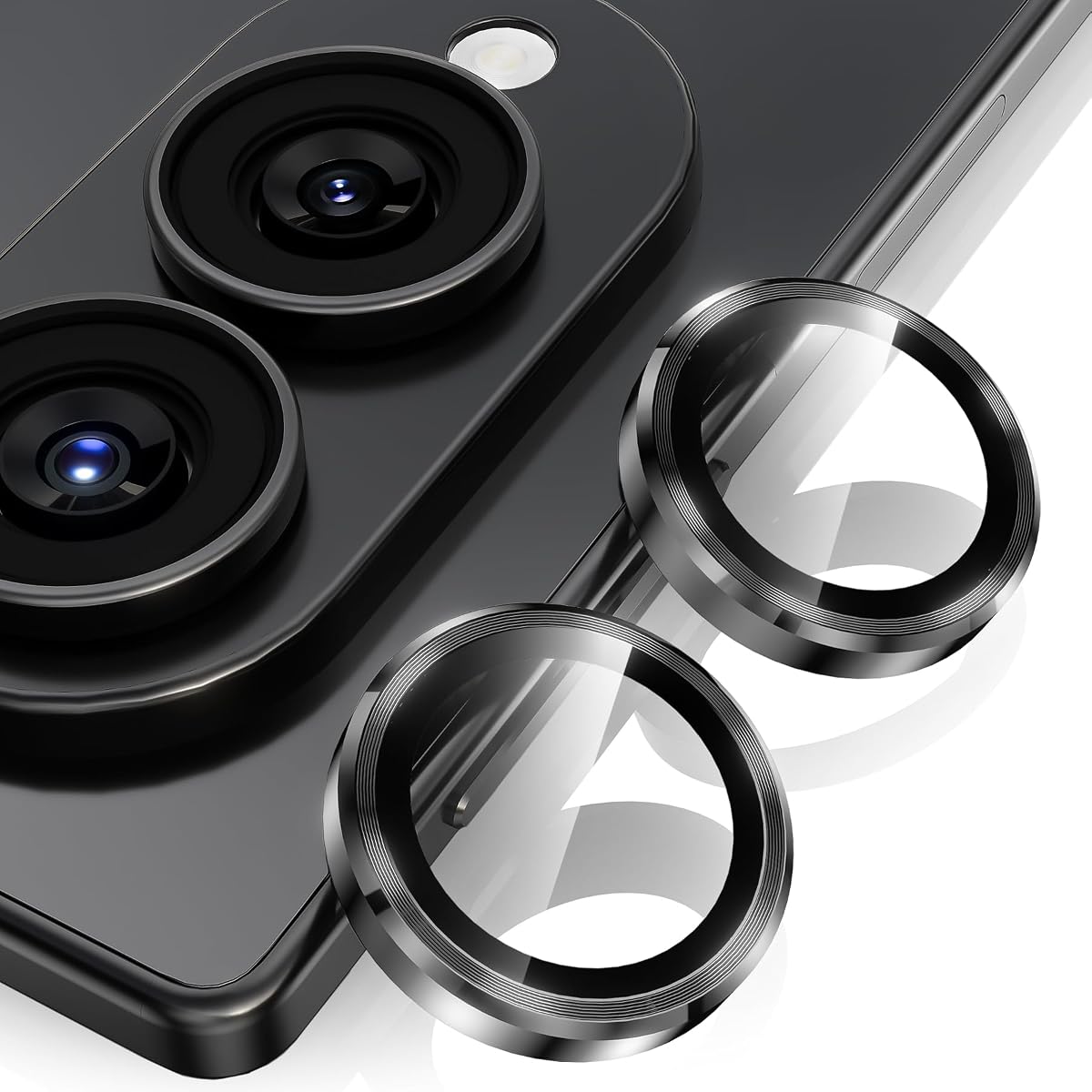 Camera Lens Protector for Samsung Galaxy Z Fold 8, [12X Stronger Adhesion] Individual Anti Scratch Metal Ring Tempered Glass Camera Lens Cover for Z Fold 8 Accessories 2026 (Black)